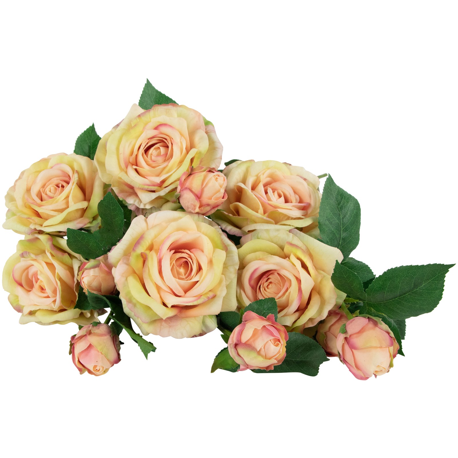 Northlight Real Touch™ Cream and Pink Artificial Rose Stems, Set of 6 – 26″