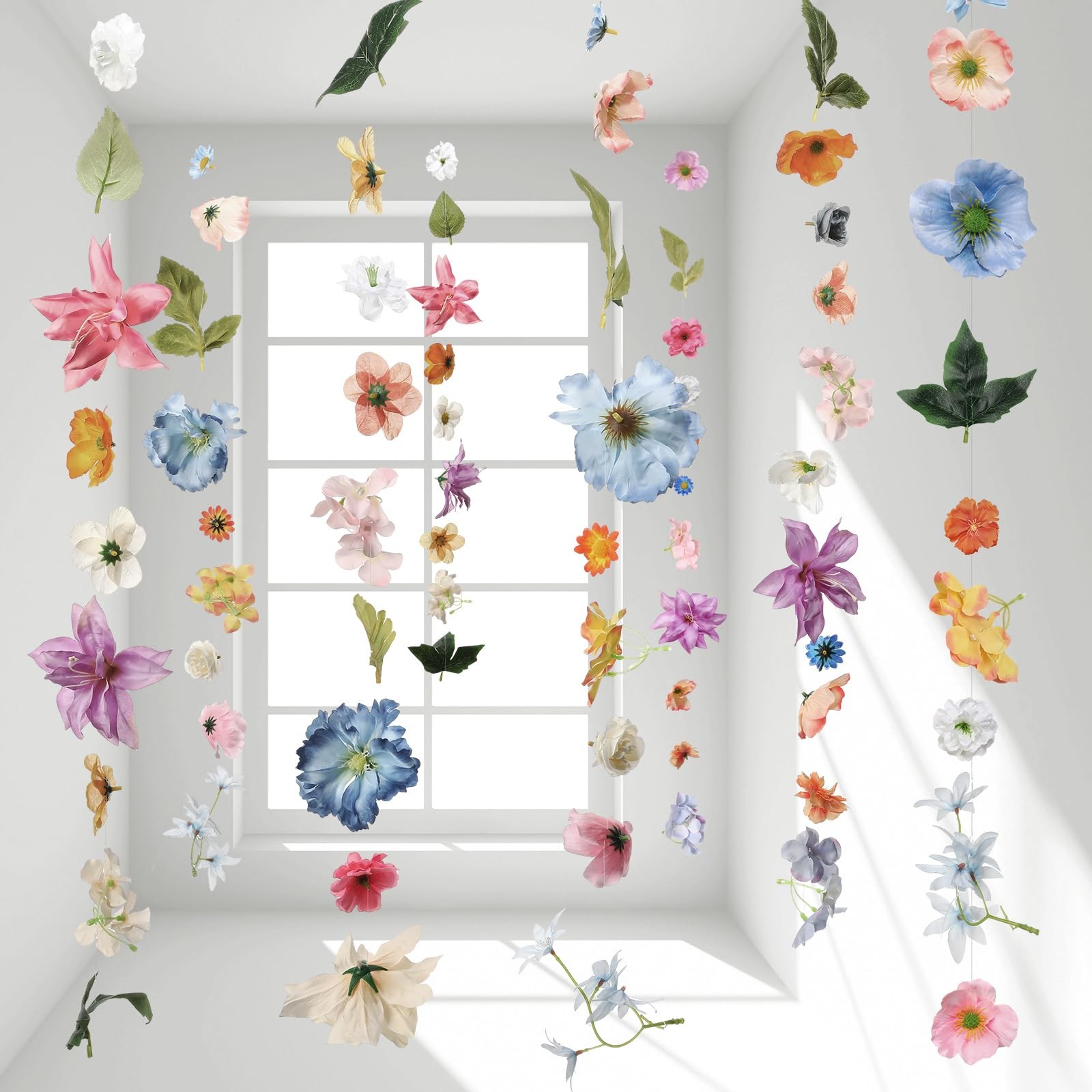 124 Pcs DIY 3D Wildflower Greenery Leaf Hanging Spring Decor Woodland Colorfu…