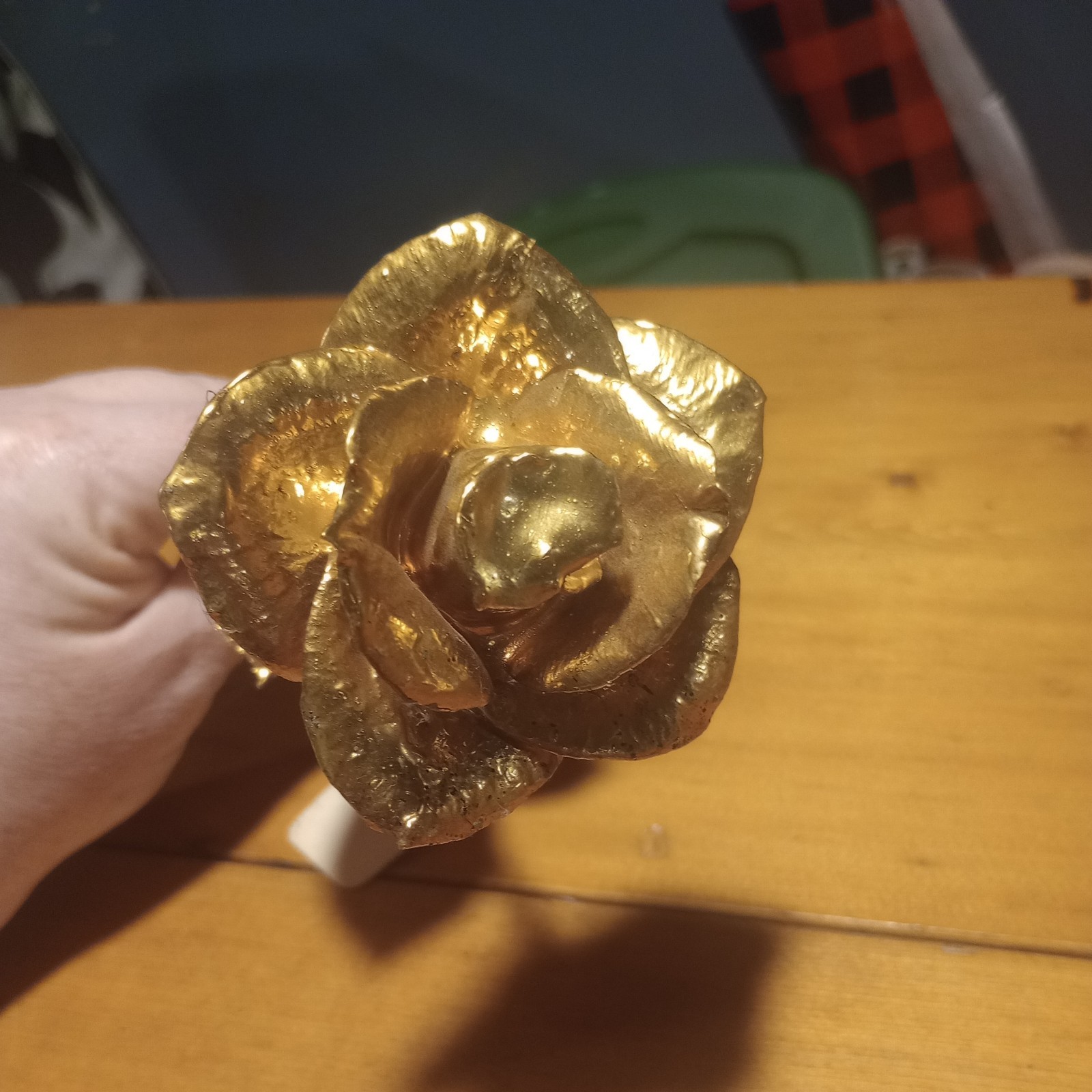Real American Rose Electroformed & Finished In 24 karat Gold 11.5″ long