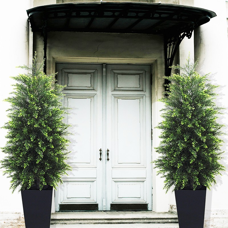 4FT Artificial Pine Cedar with Black Pot