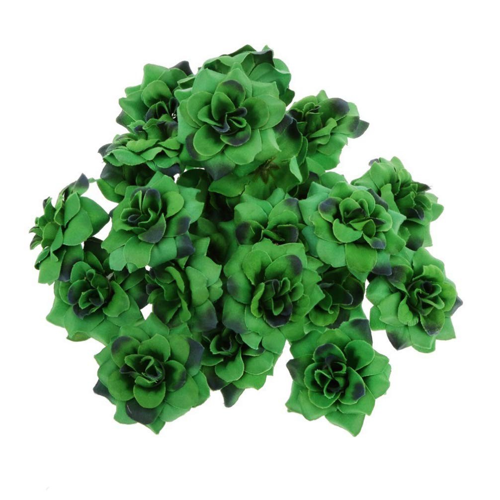 50 PCS Dark Green Faux Silk Artificial Rose Flower Heads Wedding DIY Crafts