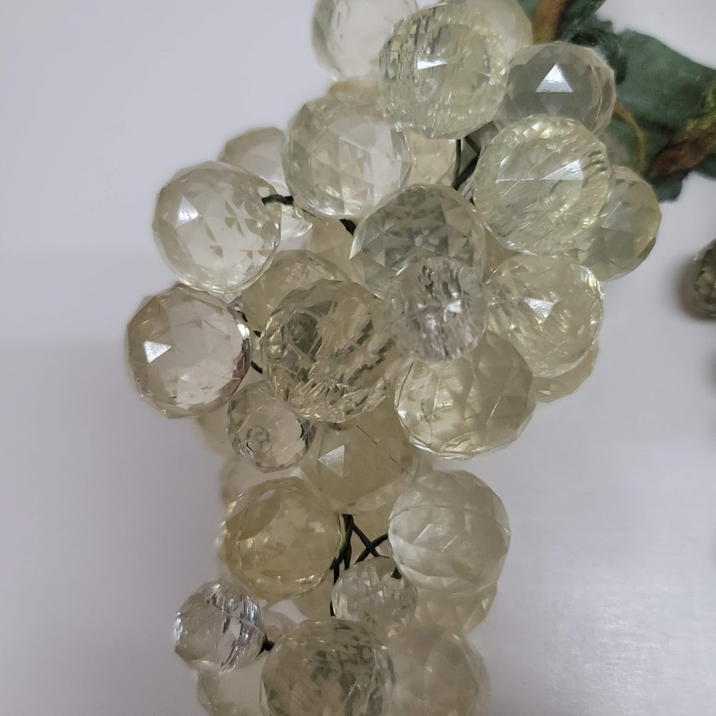 Lot of 2 vintage greenery cLEAR Large Grouping Green faceted Lucite Grapes