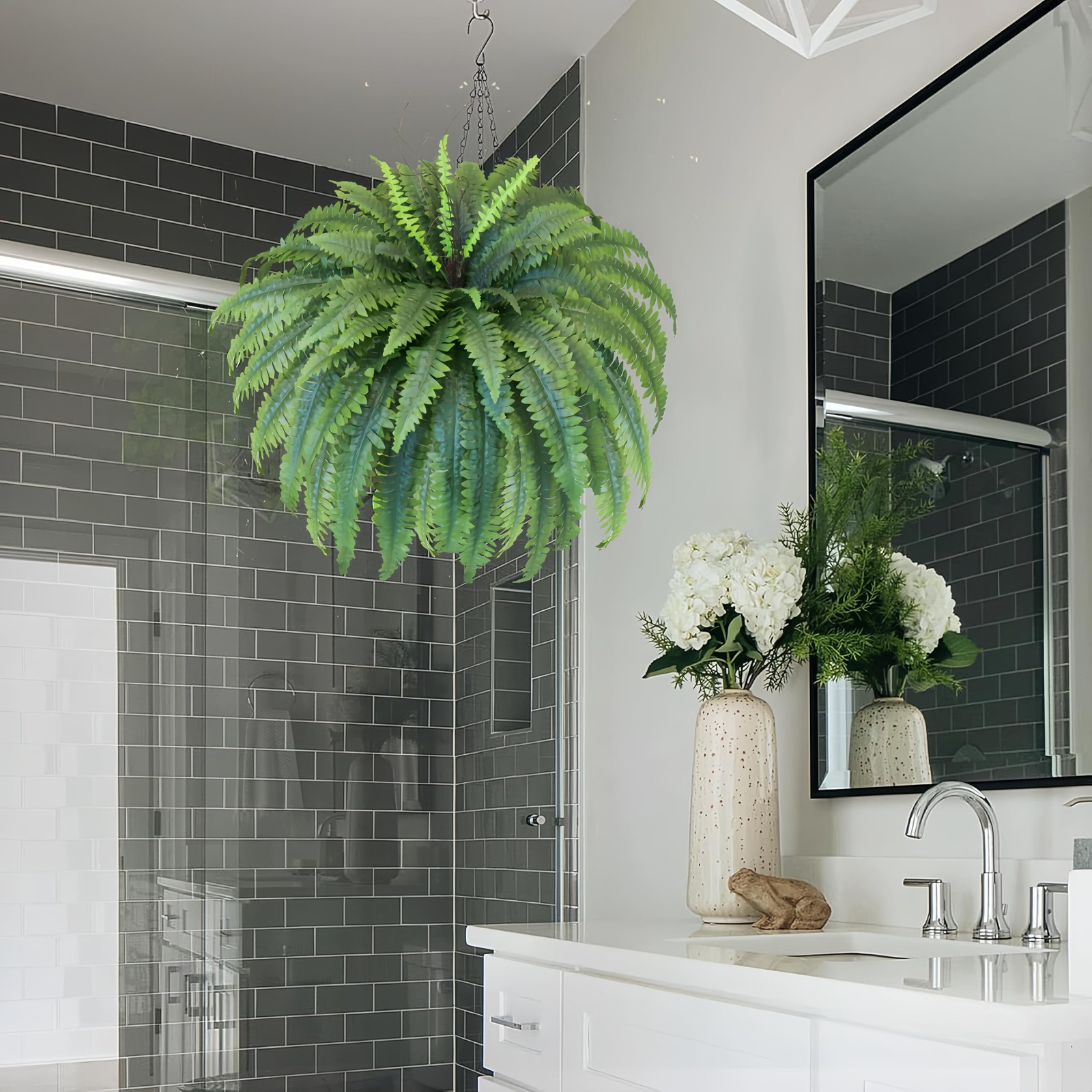 Artificial Ferns for Outdoors & Indoors, 51in Fake Large Plants with 66 Fronds