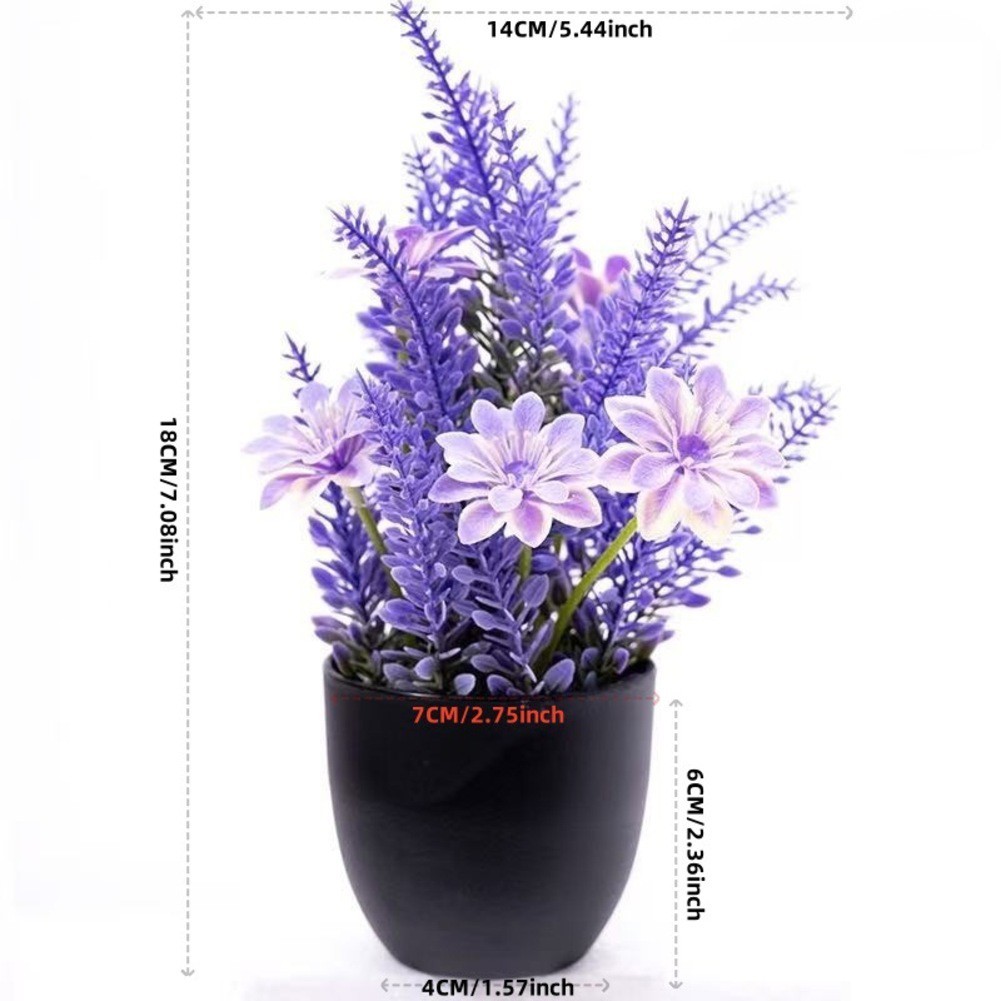 4pcs Small Lavender Artificial Plants in Pots for Home and Office Decor