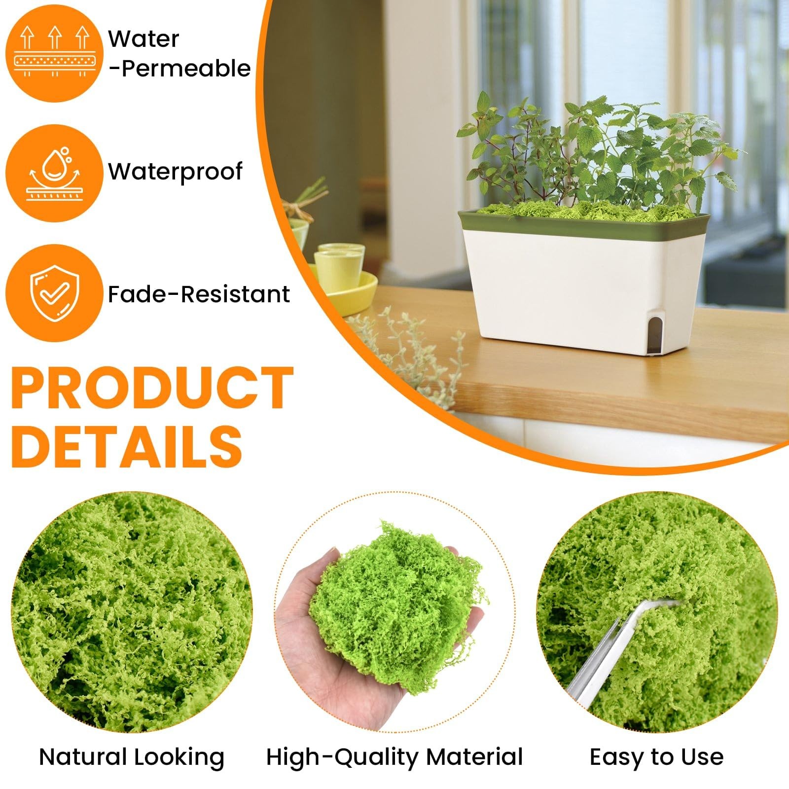 8 Oz Fake Green Moss with 10.6″ Tweezer, Artificial Faux Moss Decoration for …