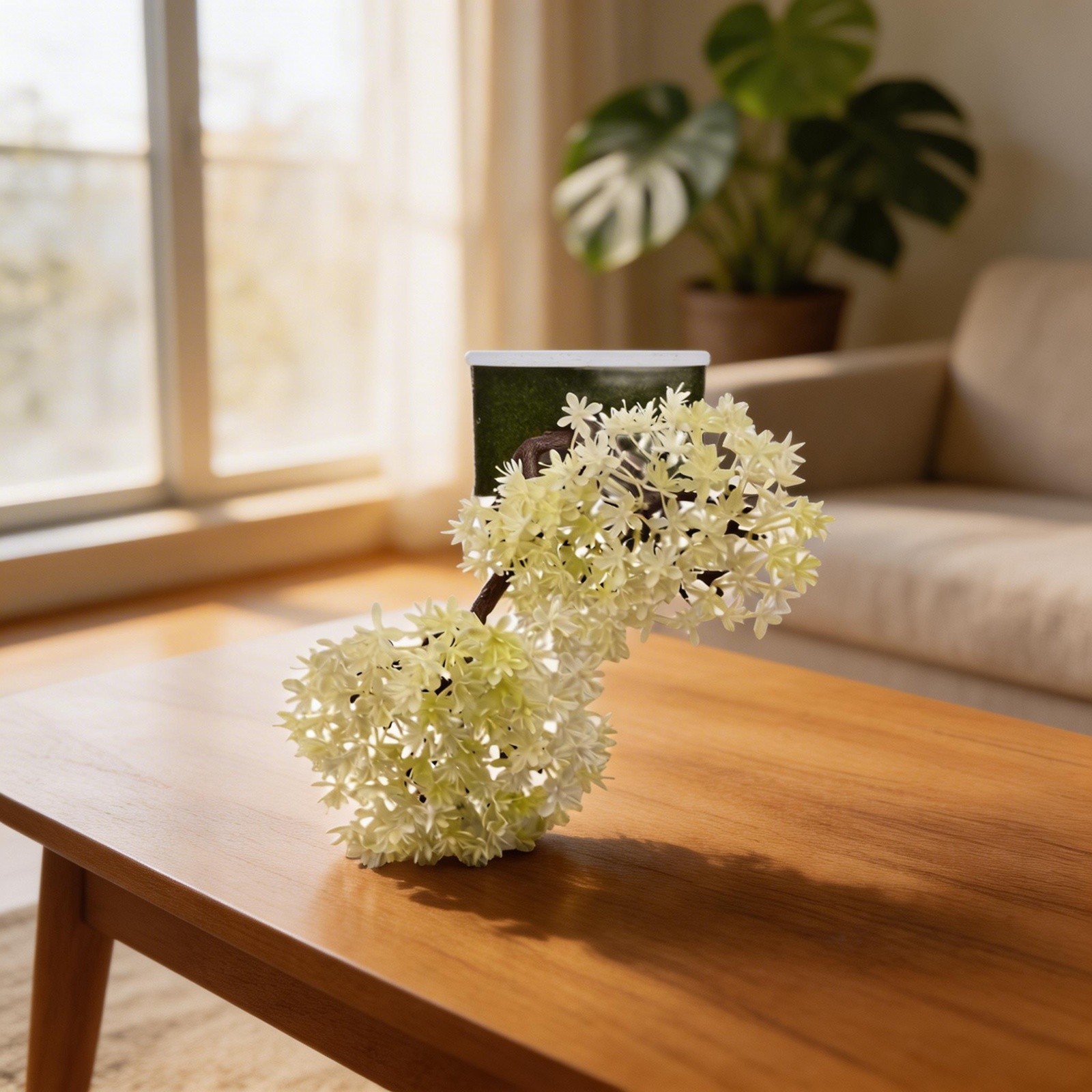 For Desk Decor Artificial Bonsai Faux Tabletop Tree Realistic Look Silk for