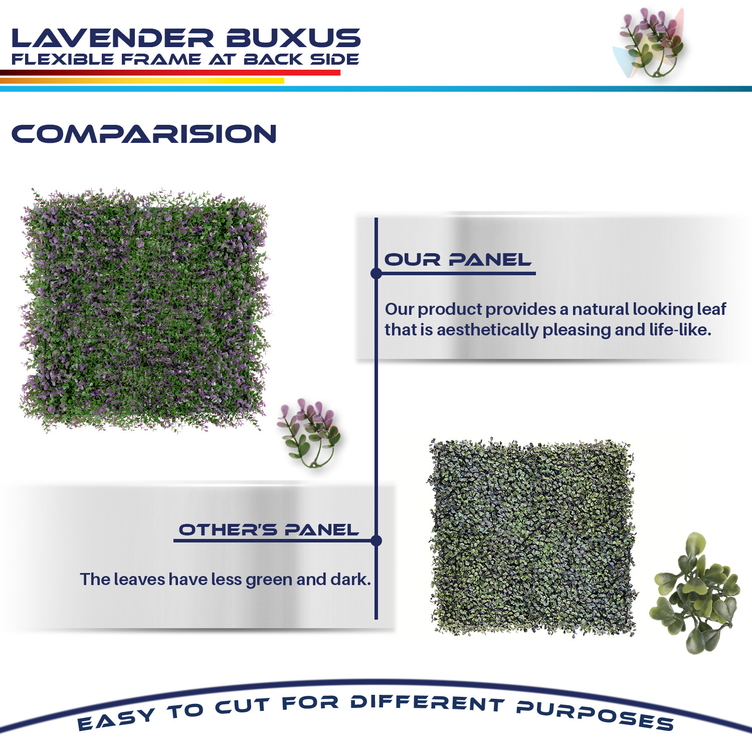20×20″ Artificial Lavender Buxus Leaf Mats Privacy Fence Decor Panels Hedge