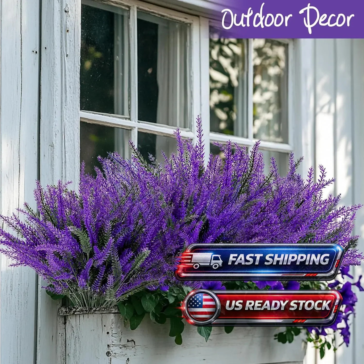 8 Bundles Artificial Flowers for Outdoors UV Resistant Fake Plastic Plants Faux