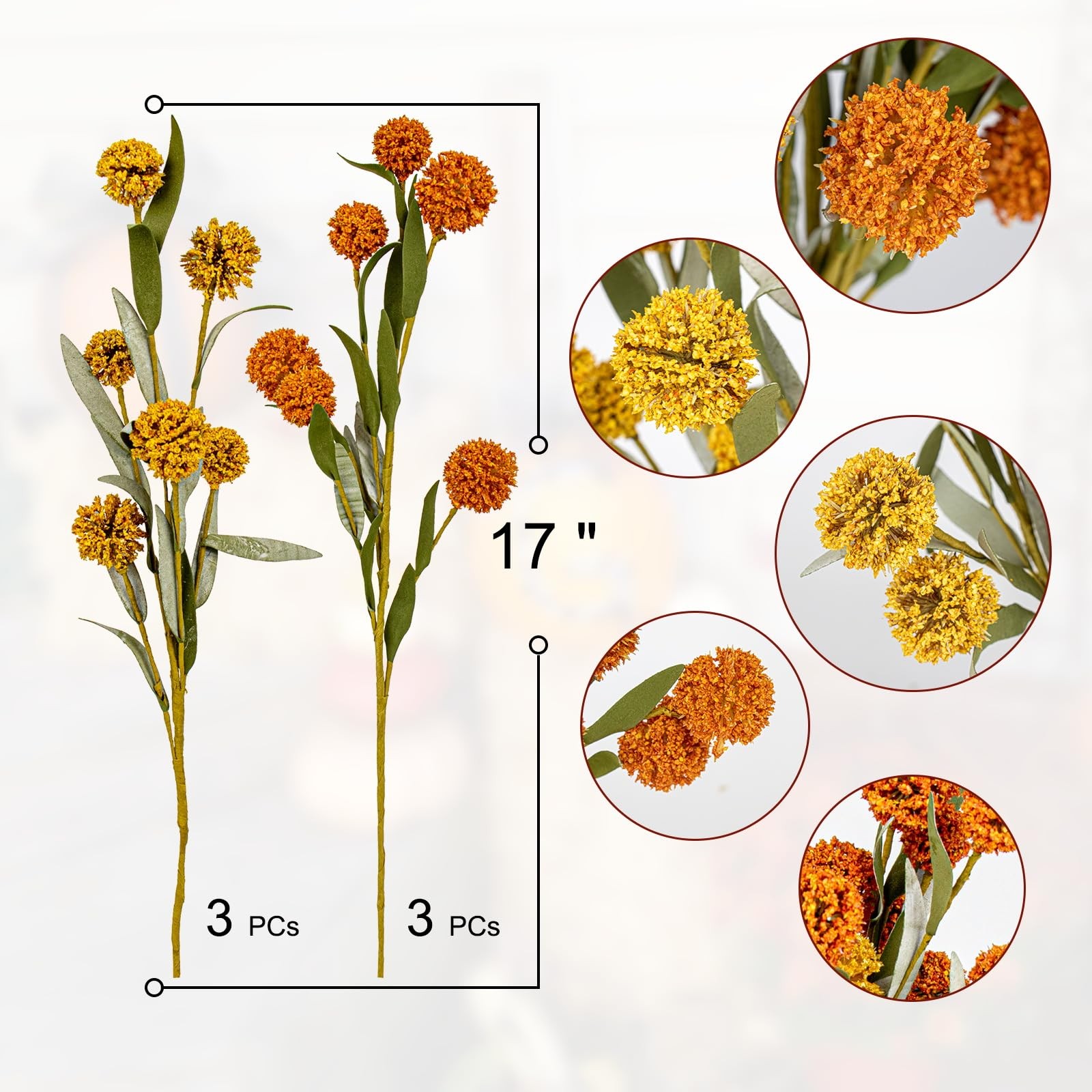 6 PCs Artifical Fall Flowers 17 Inches Fall Floral Picks Faux Autumn Branches…