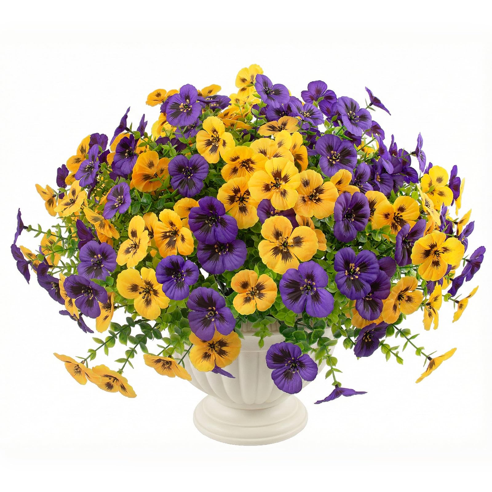 Artificial Pansy Flowers 18 Pcs Faux UV Resistant Silk for Outdoor Decor