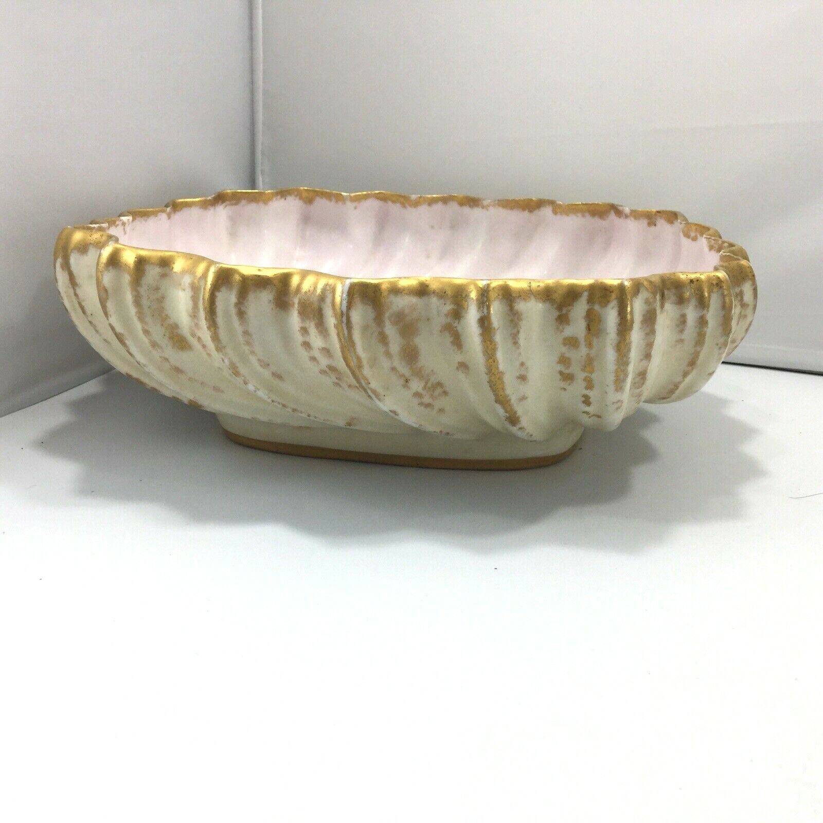 Vintage Leonard Vienna Austria Square Dish or Bowl Gilded Shell Pink