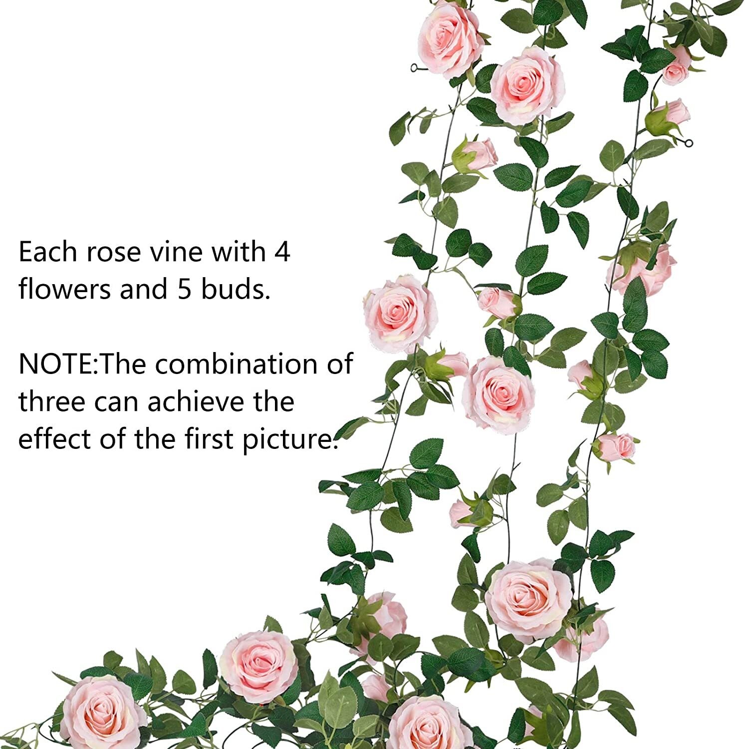 7.5 Ft Garland Wall Silk Artificial Hanging Rose Flower Vine Wedding Decor Pink
