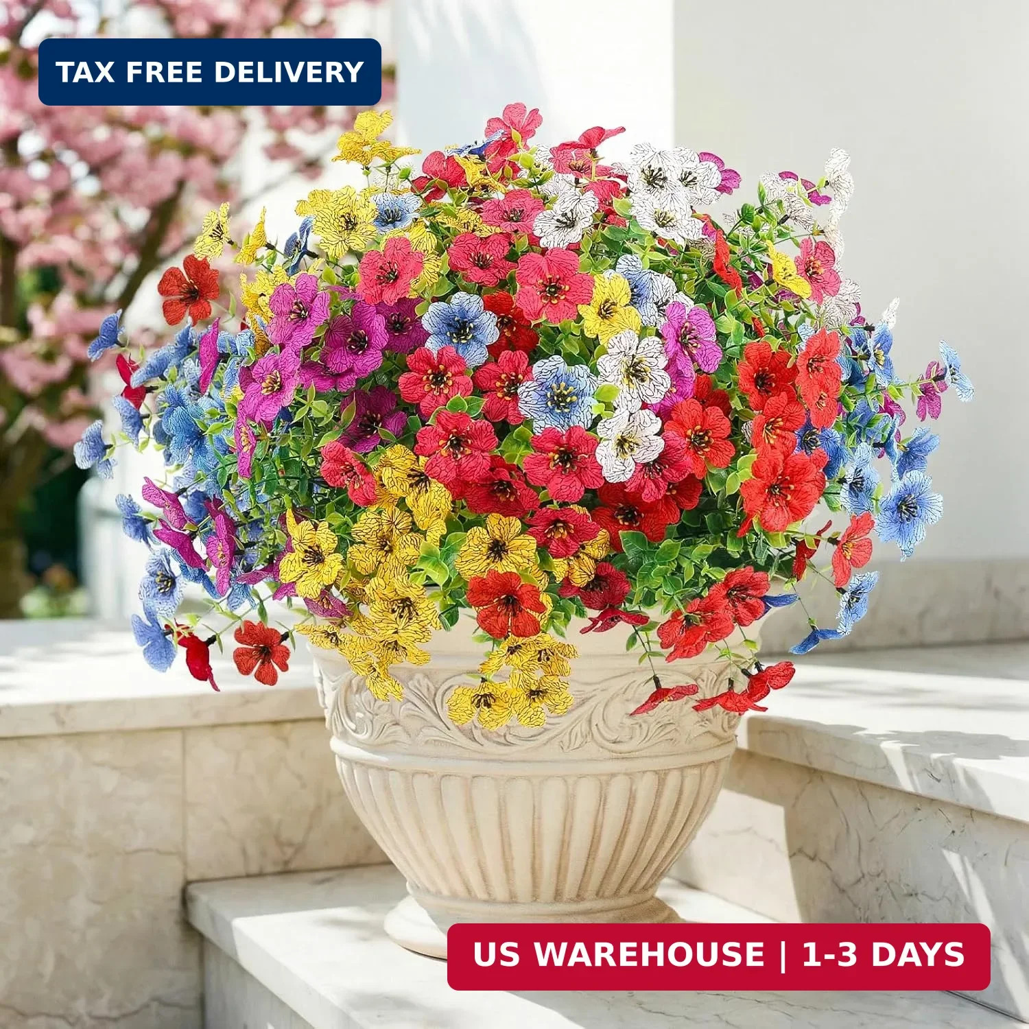 ATTGREAT Artificial Flowers Outdoors Faux Plants UV Resistant Fake Flowers Daisy