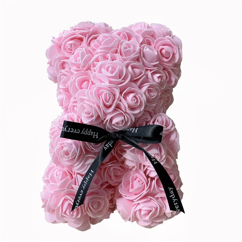 1pcs 25cm Rose Bear Artificial Foam Rose Flower Teddy Bear Valentines Day Gift B
