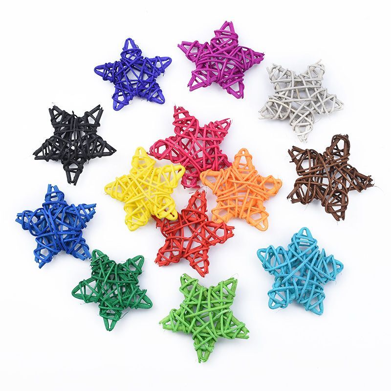 10pcs Artificial Star Straw Wedding Accessories Christmas Decorations Home Gift