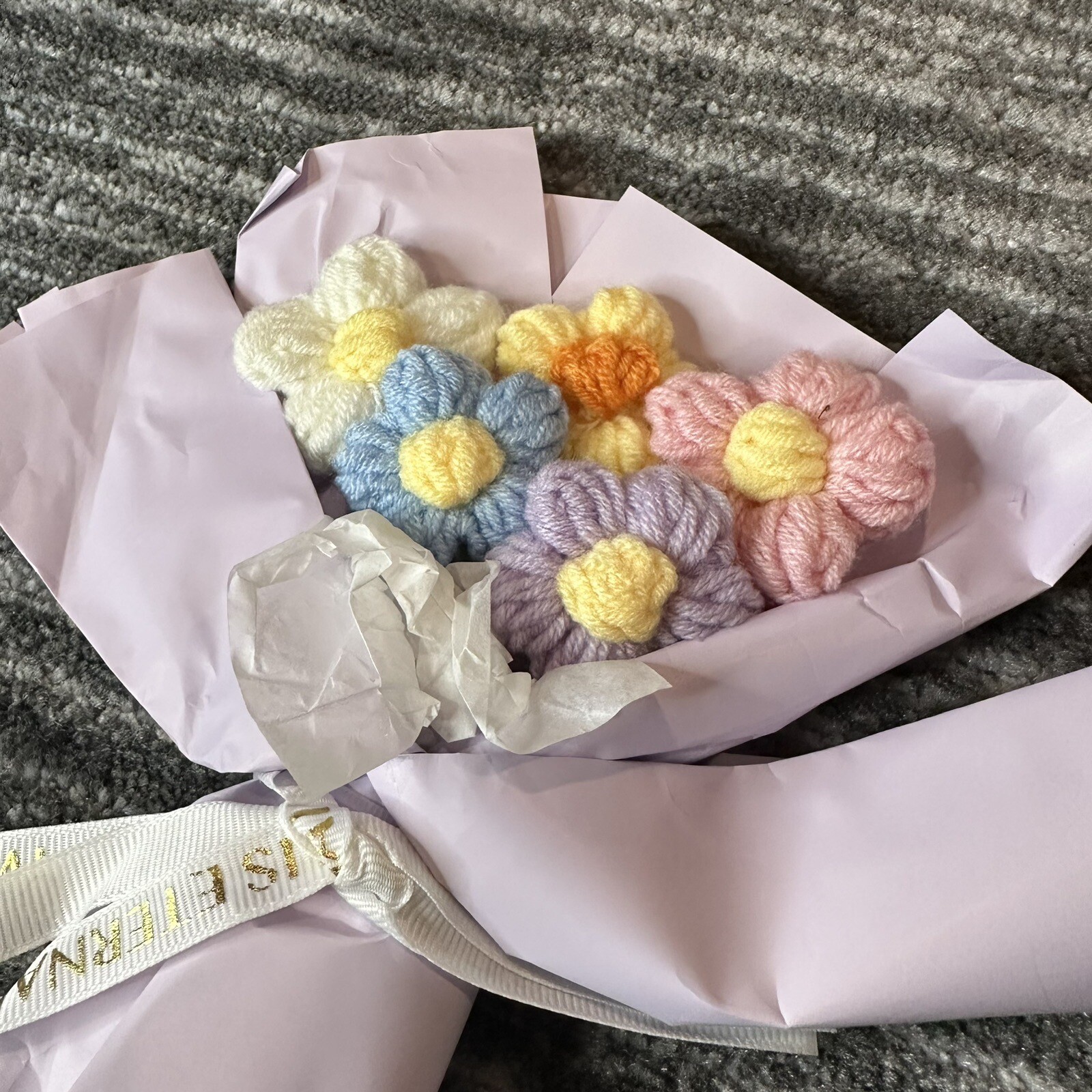 Crochet Flowers Bouquet Wool Mini Knitting Bouquet Gift Party Room Decor Daisy