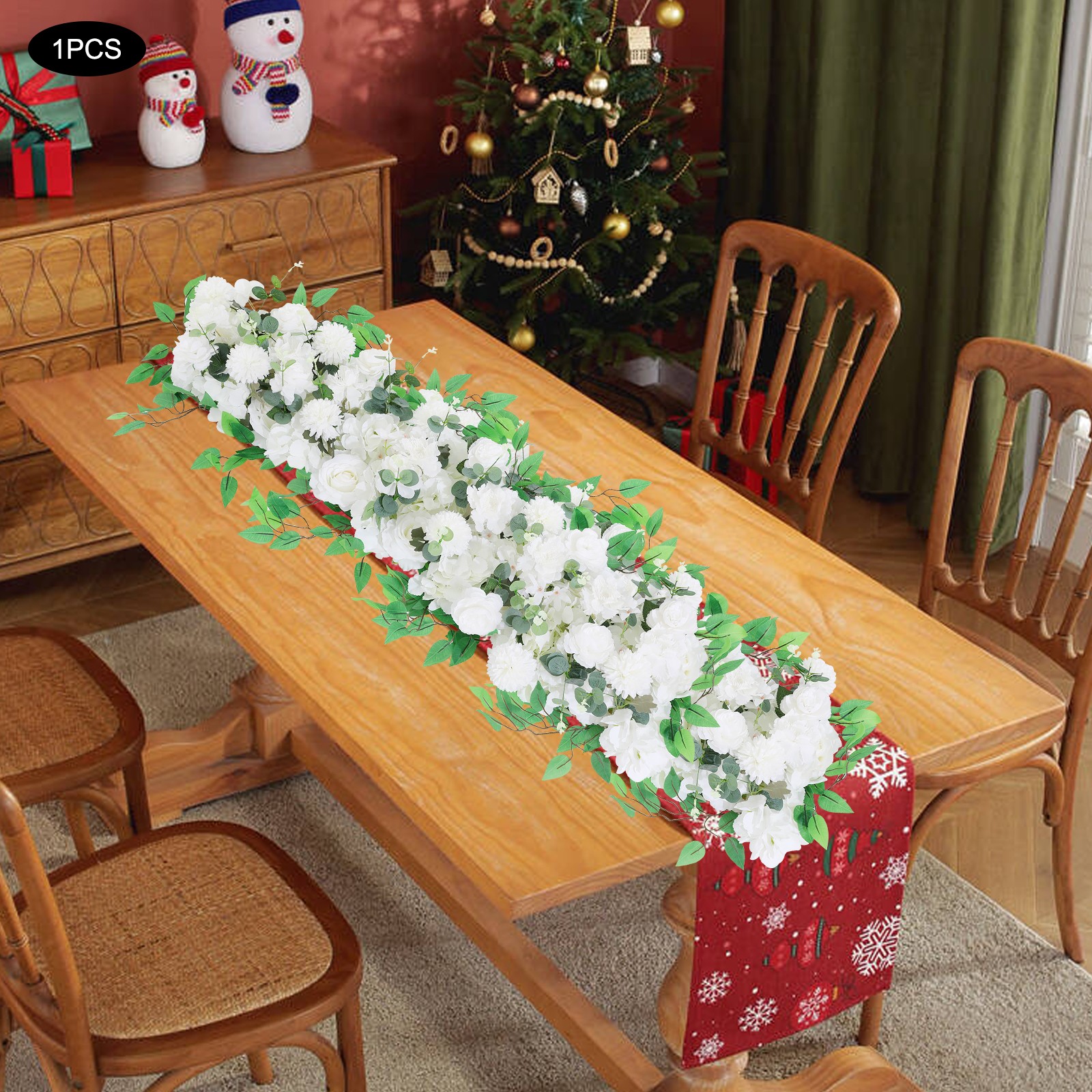 39×11″ Artificial White Flower Wedding Party Outdoor Decor Artificial Flower Row