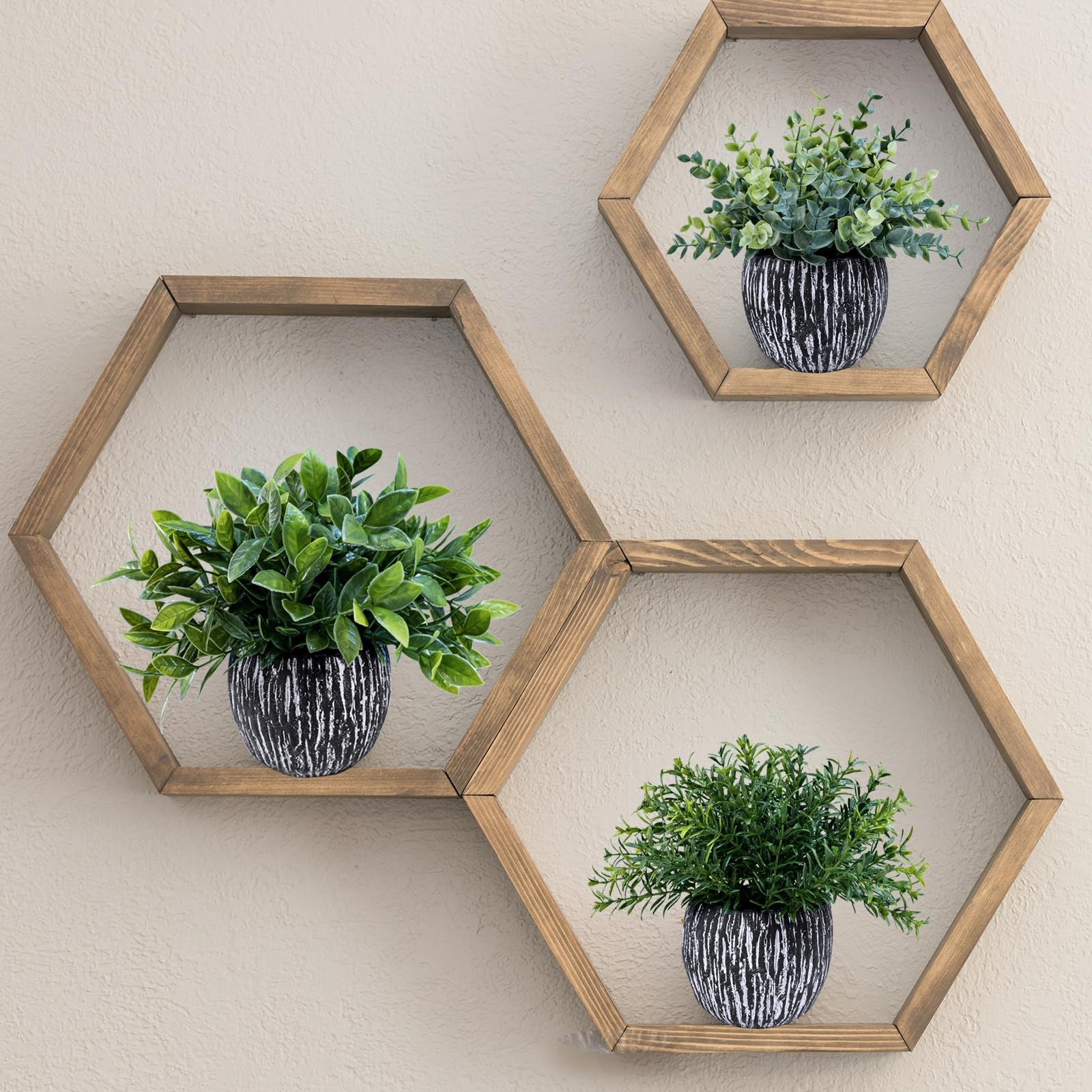 Best Winlyn Set of 3 Artificial Potted Plants Faux Eucalyptus Rosemary Boxwood
