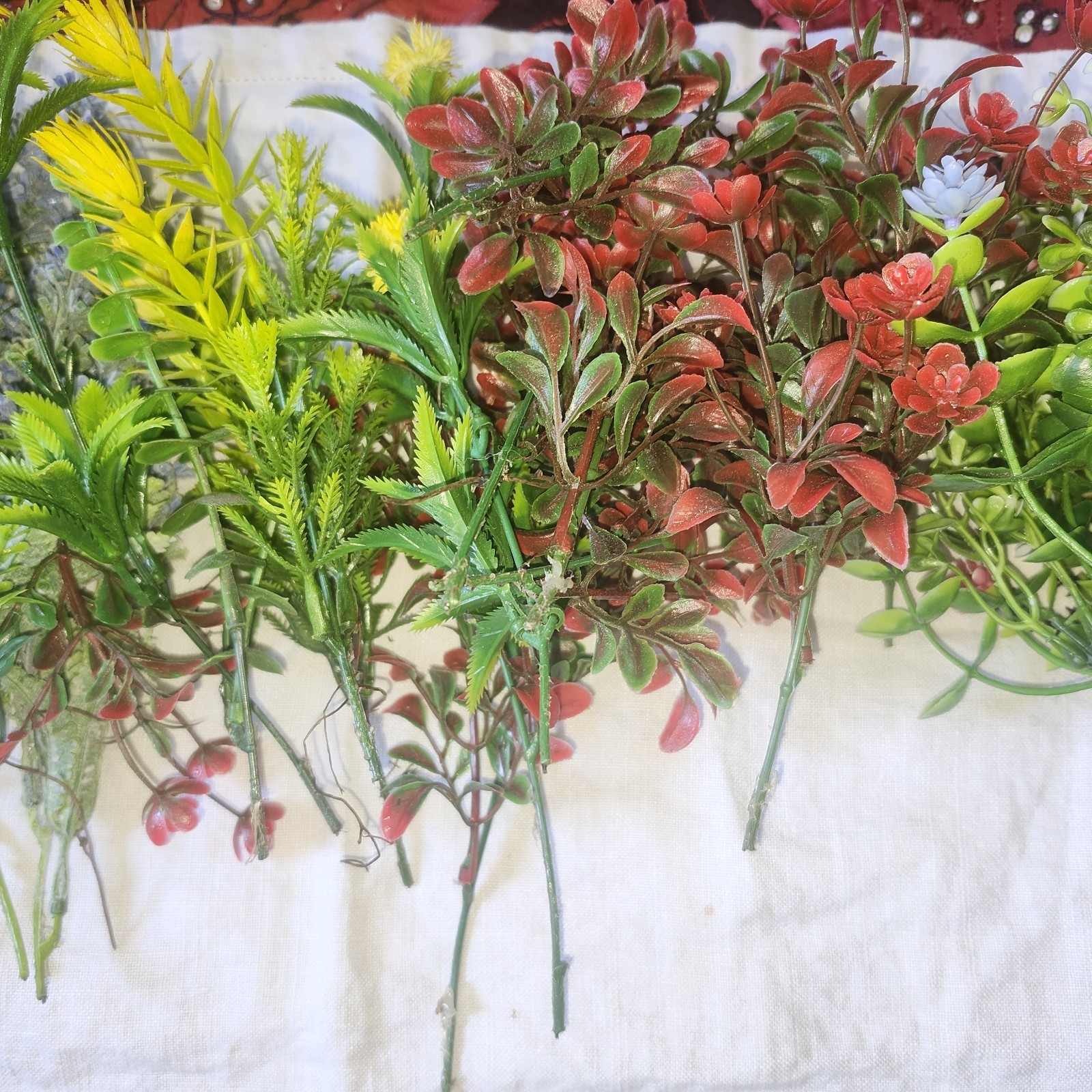 Vintage Plastic Flowers/ Greenery Large LOT MIXED