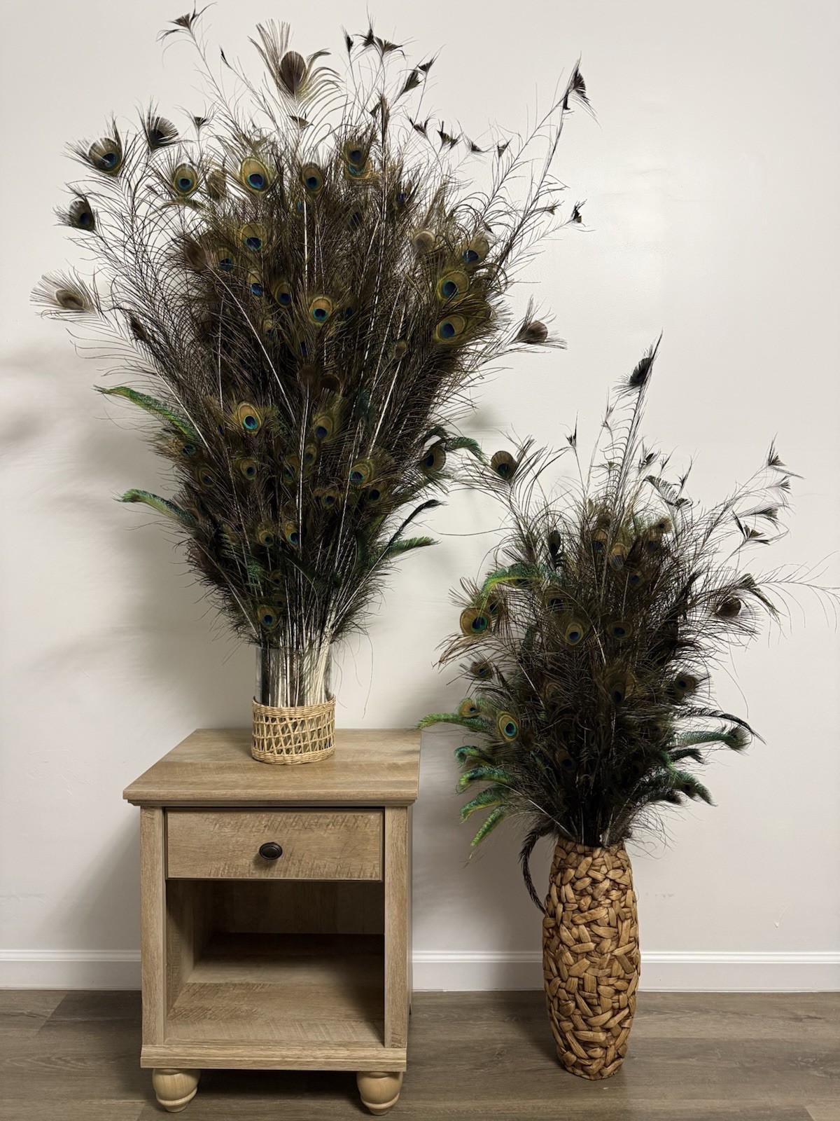 Peacock Feather Fresh Feather Bunch Vase Filler Floral Stem Green Brown