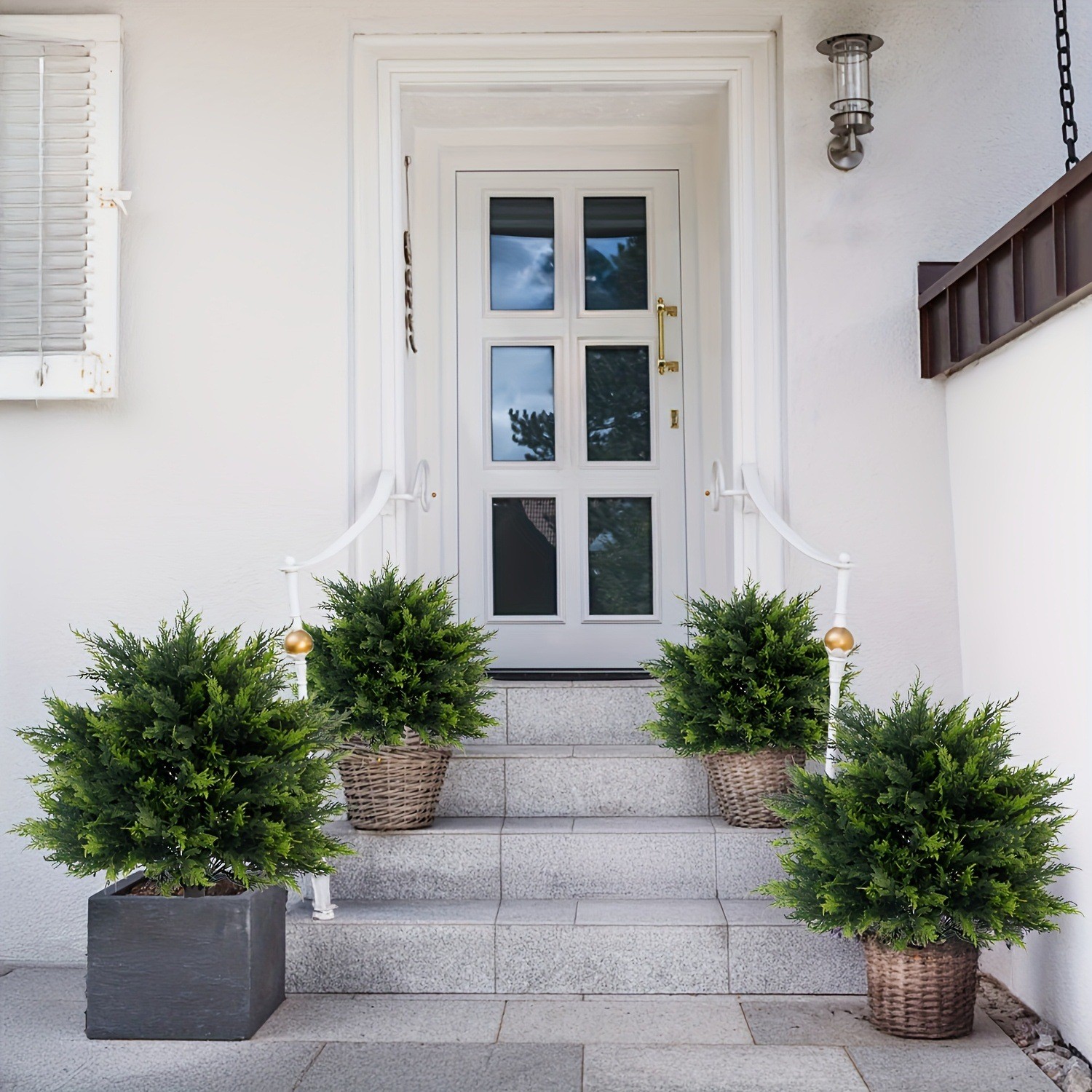 2Pcs 23.6″ Faux Cypress Topiary Tree Artificial for Indoor Outdoor Garden Decor