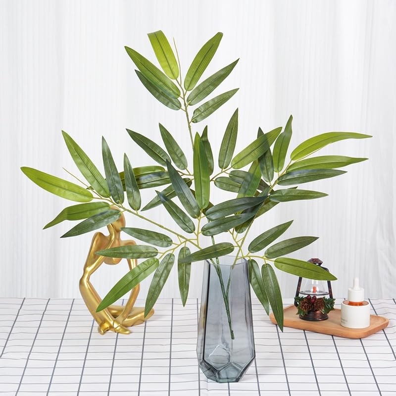 6 Pcs Tree Branch 19.7 Inches Artificial Leaves Faux Green Silk Stick Greener…