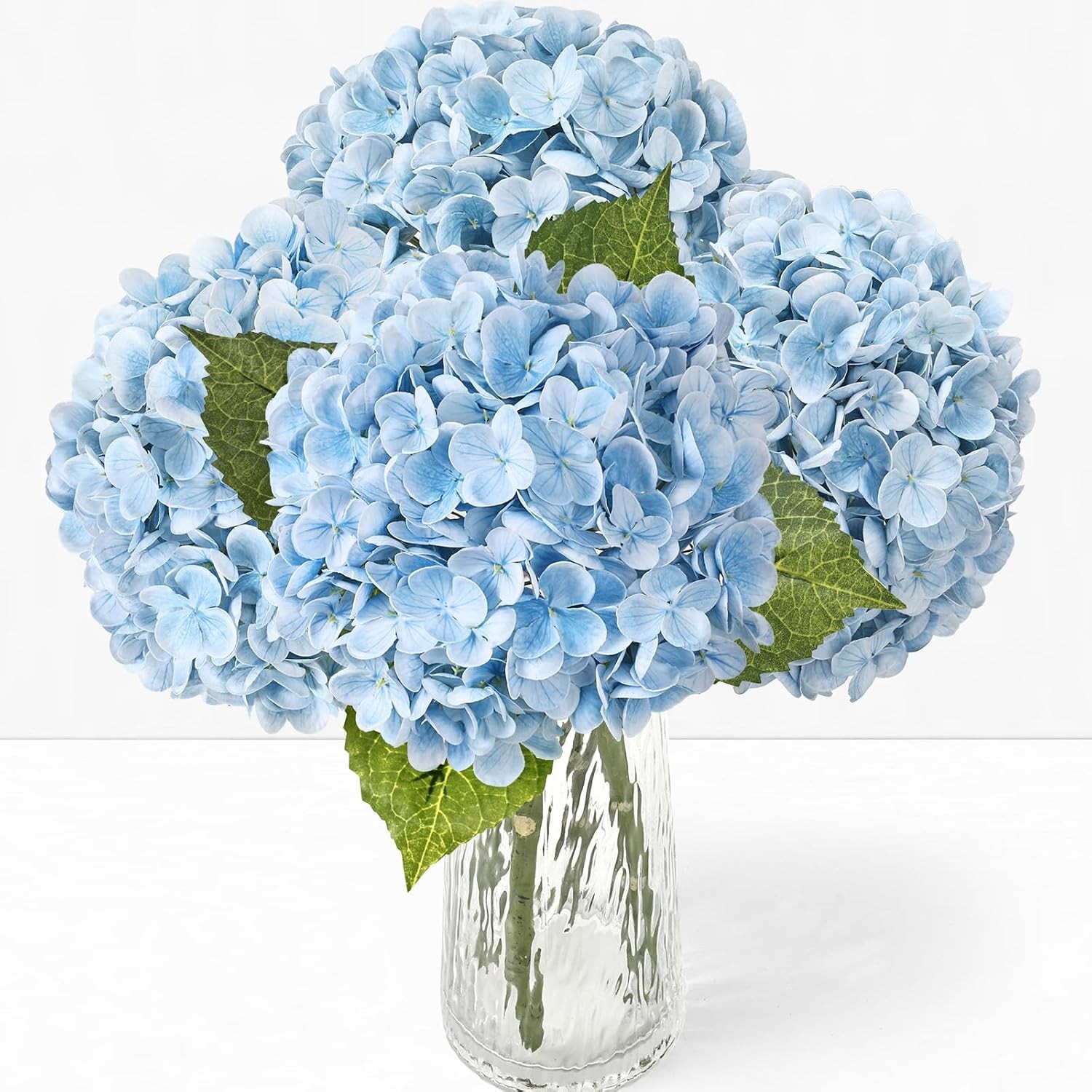 3Pcs 21″ Real Touch Blue Hydrangea Artificial Flowers, Realistic Latex Faux H…