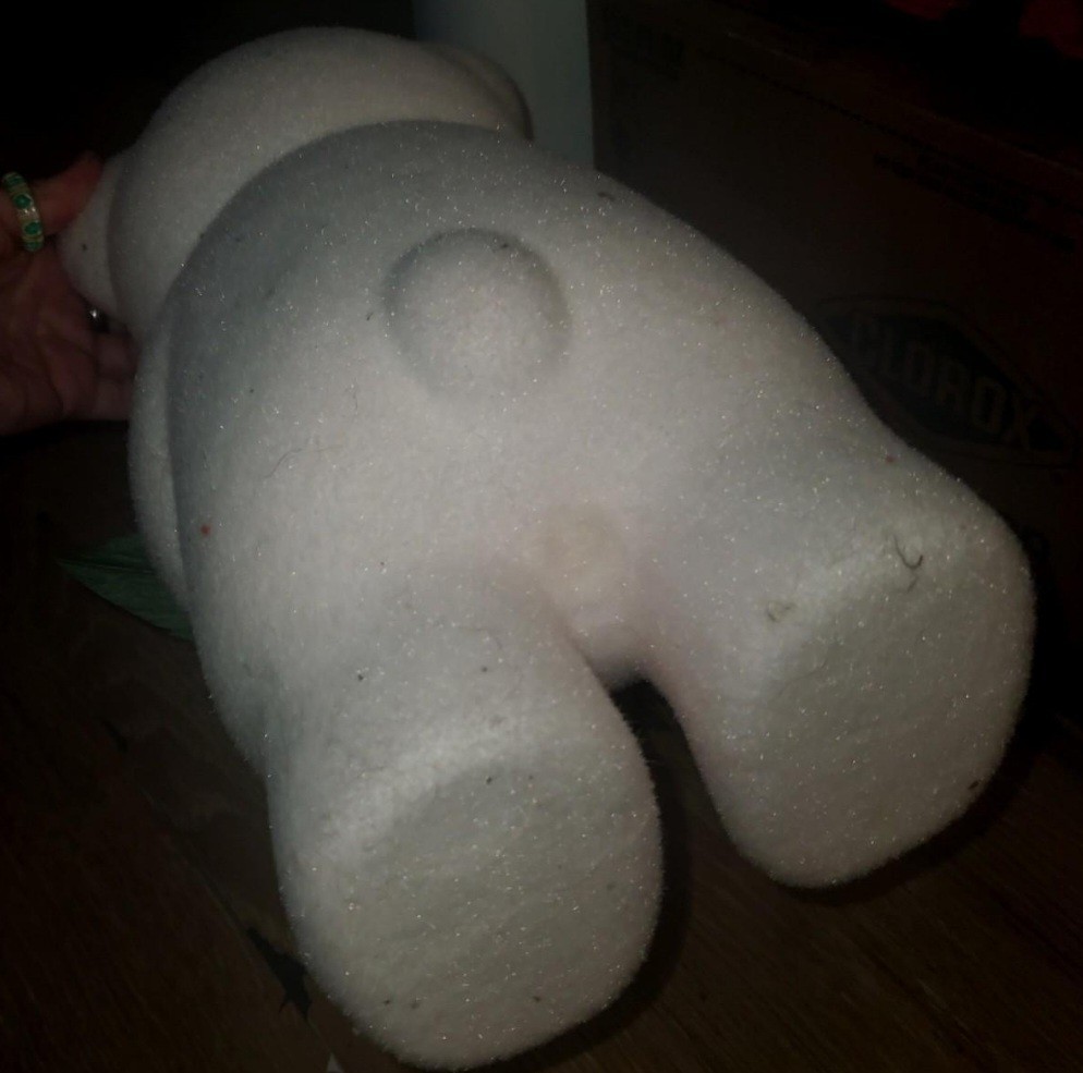 Handmade Foam Floral Bear Decor with White Rose Arrangement and Butterfly