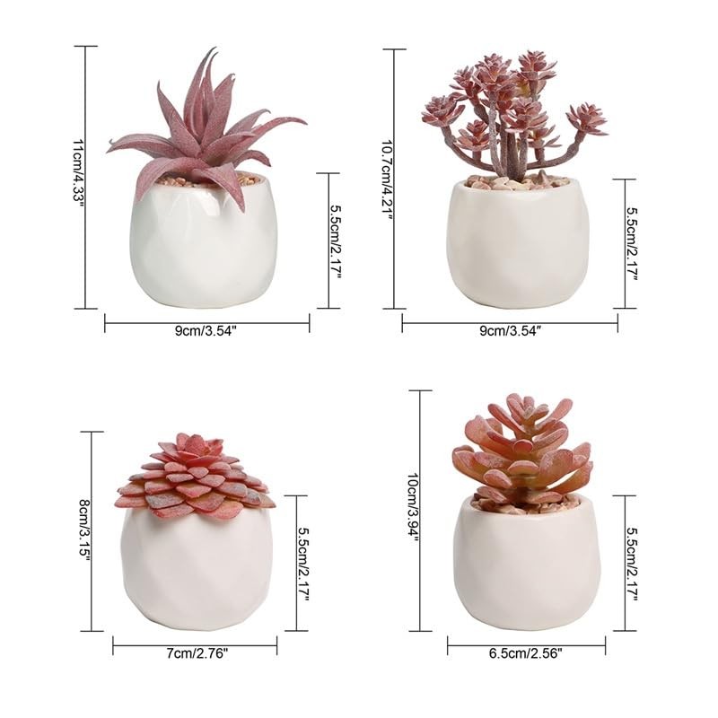 4 Pack Mini Succulents Plants Artificial Fake Succulents Pots Faux Succulents…