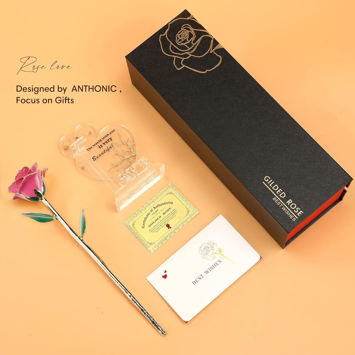 Gold Dipped Infinity Rose Last Forever Flower Decor, Birthday Gift for Women …