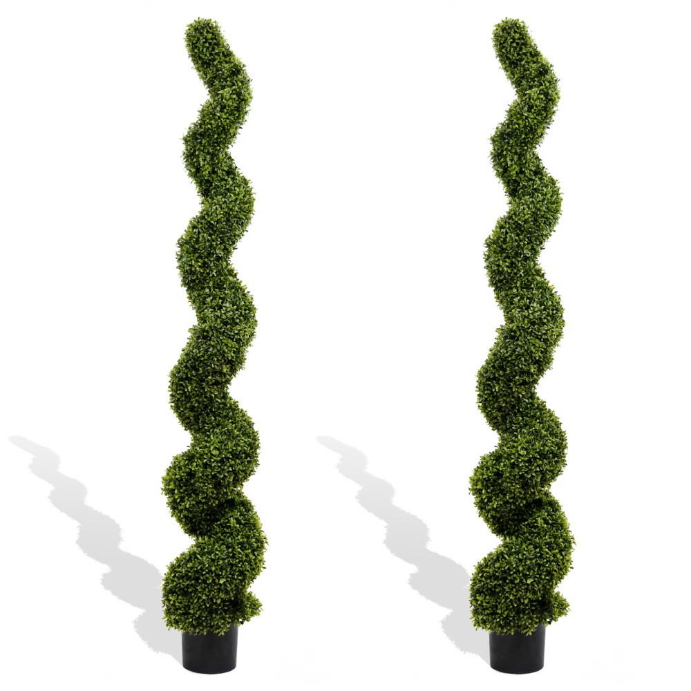6FT Artificial Spiral Topiary Boxwood Trees Outdoor Garden Porch Decor 2Pcs