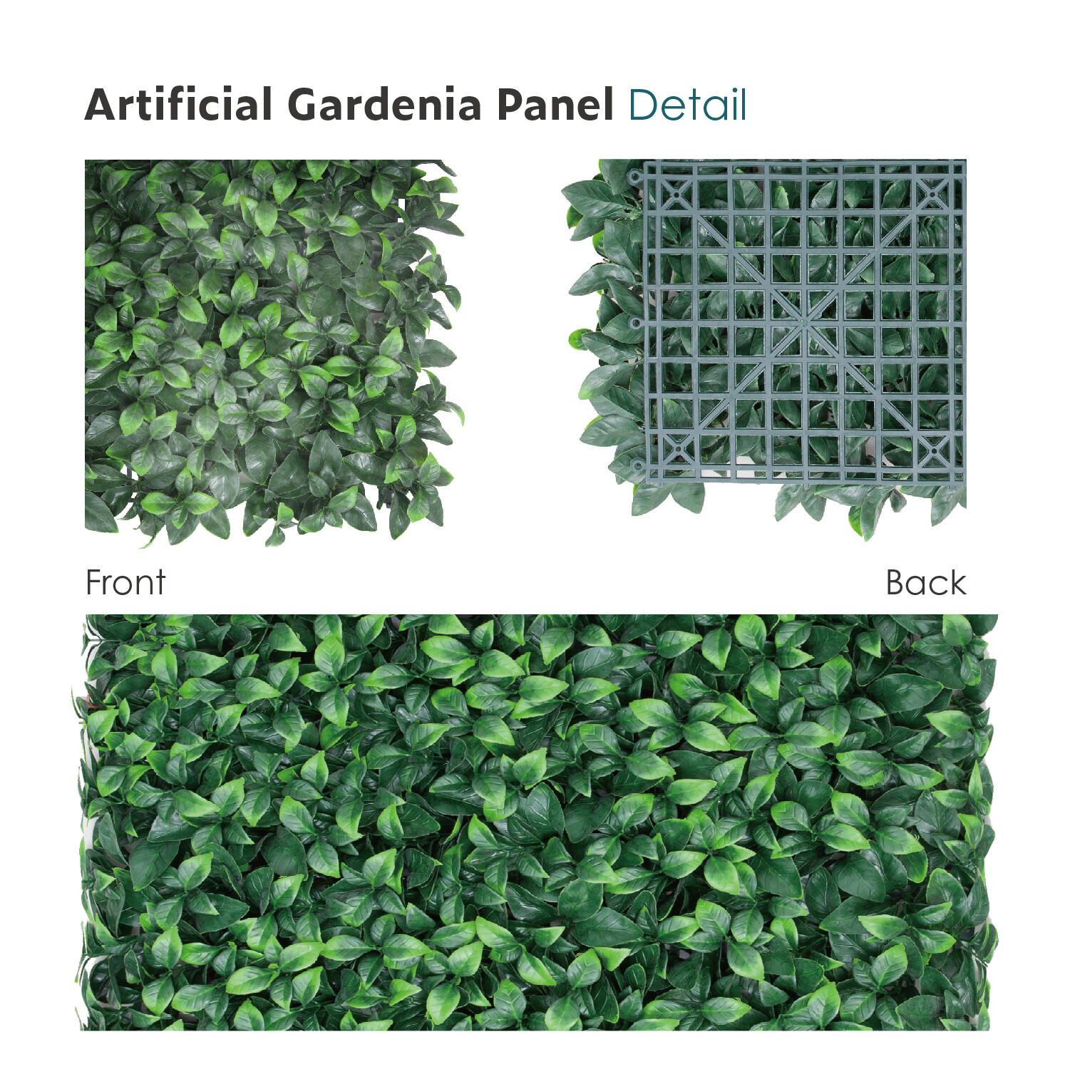 20x20in Artificial Gardenia Leave Mat Wall Hedge Decor Privacy Fence Panel Grass