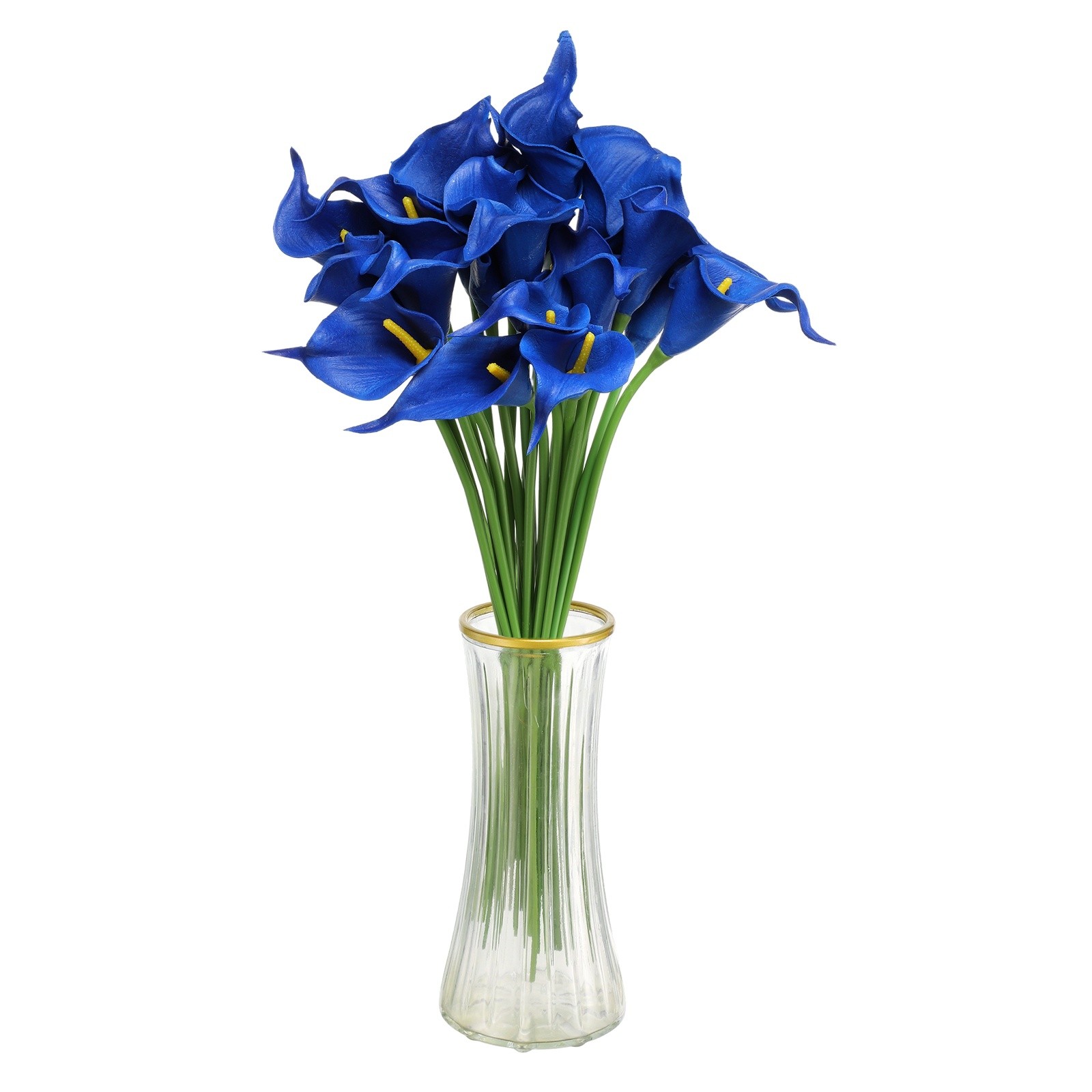 20pcs Artificial Calla Lily Fake Silk Flowers for Home Decor Dark Blue