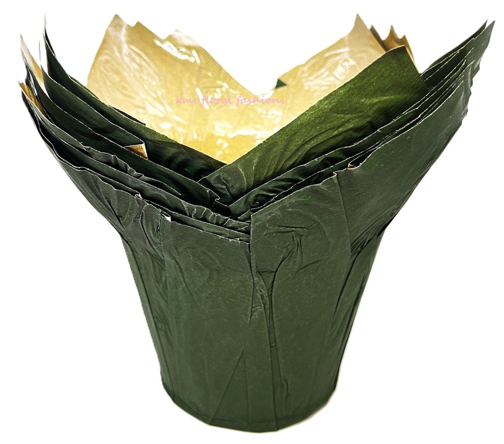 (10) LARGE 6″ FLOWER POT COVERS /WRAPPERS Dark Olive Green Dress Up Your Plants!