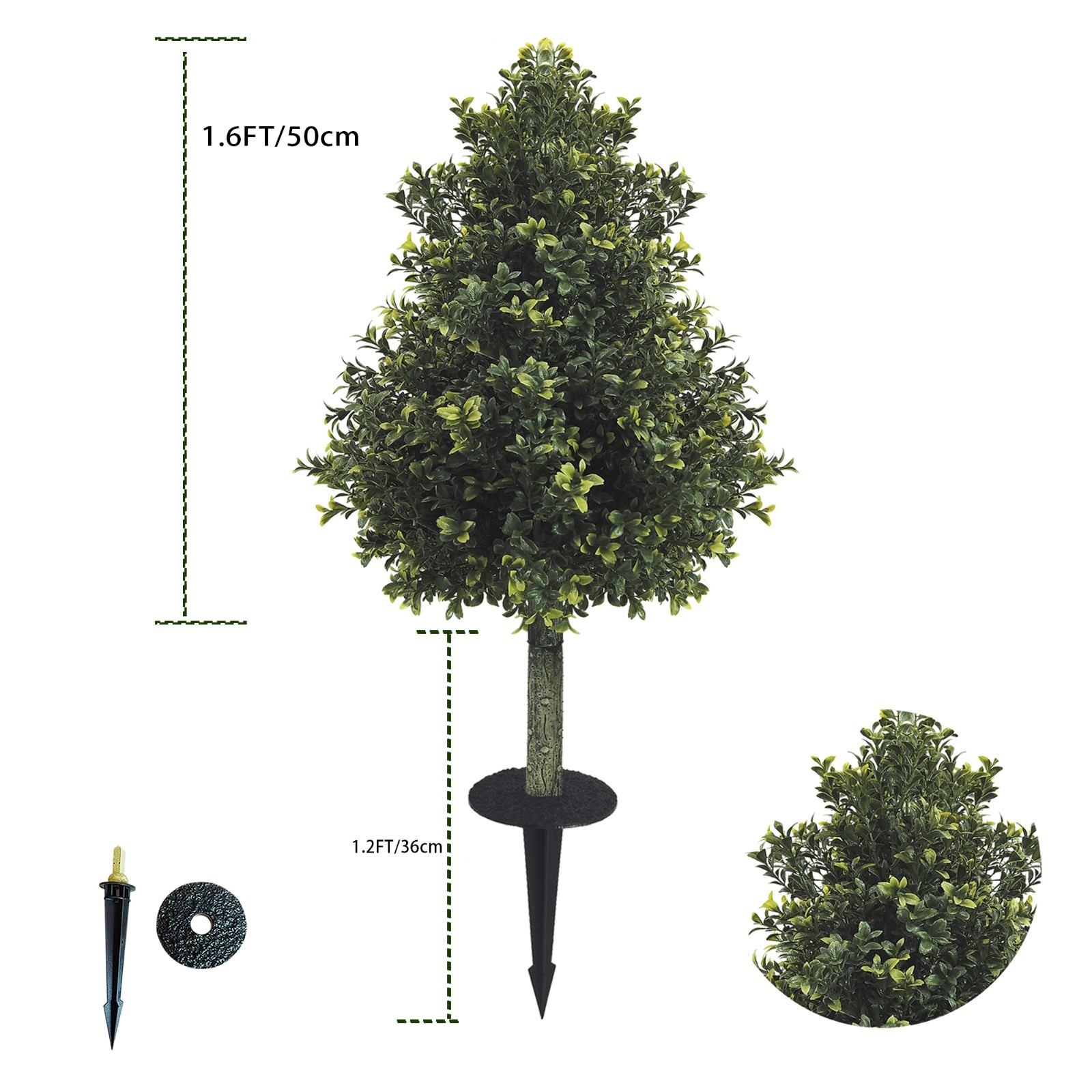 2pack Artificial Boxwood Topiary Ground Stakes,Patio PathwayOutdoor Garden Decor