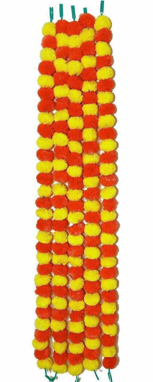 5 PC Indian Garlands Home Wedding Decoration Artificial Marigold Garlands
