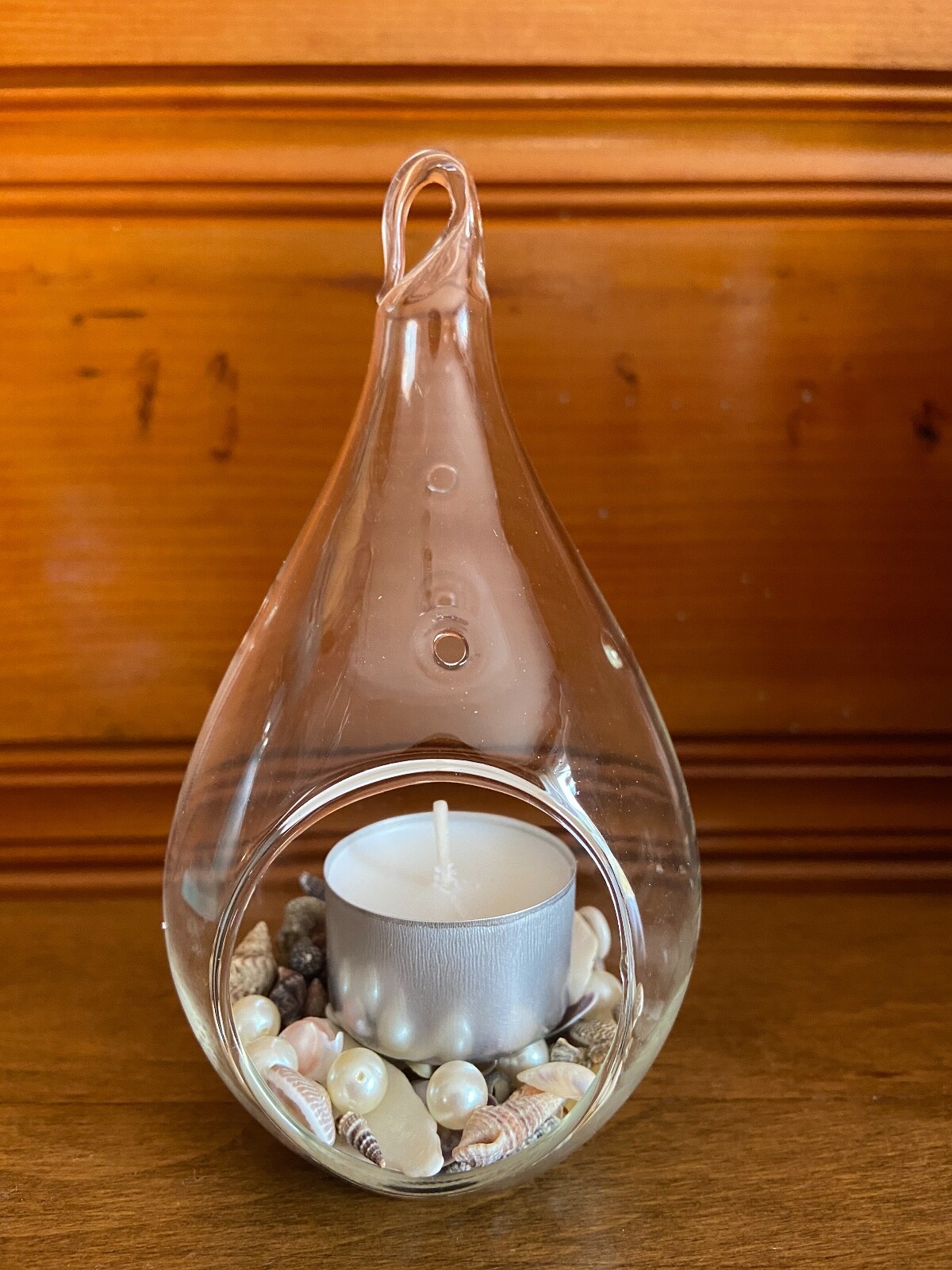 Glass Airplant Plant Terrarium Vessel Clear Teardrop Container Rustic Jute NEW!