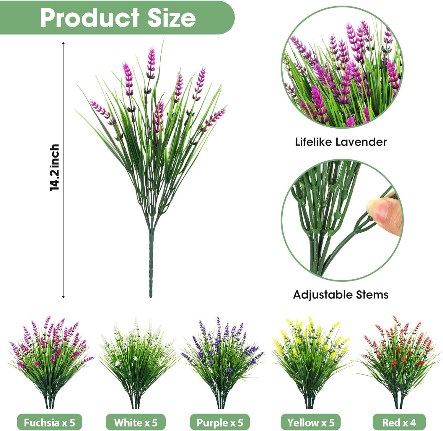 24 Bundles Artificial Flowers Bulk for Outdoors UV Resistant Fake Flowers Spring