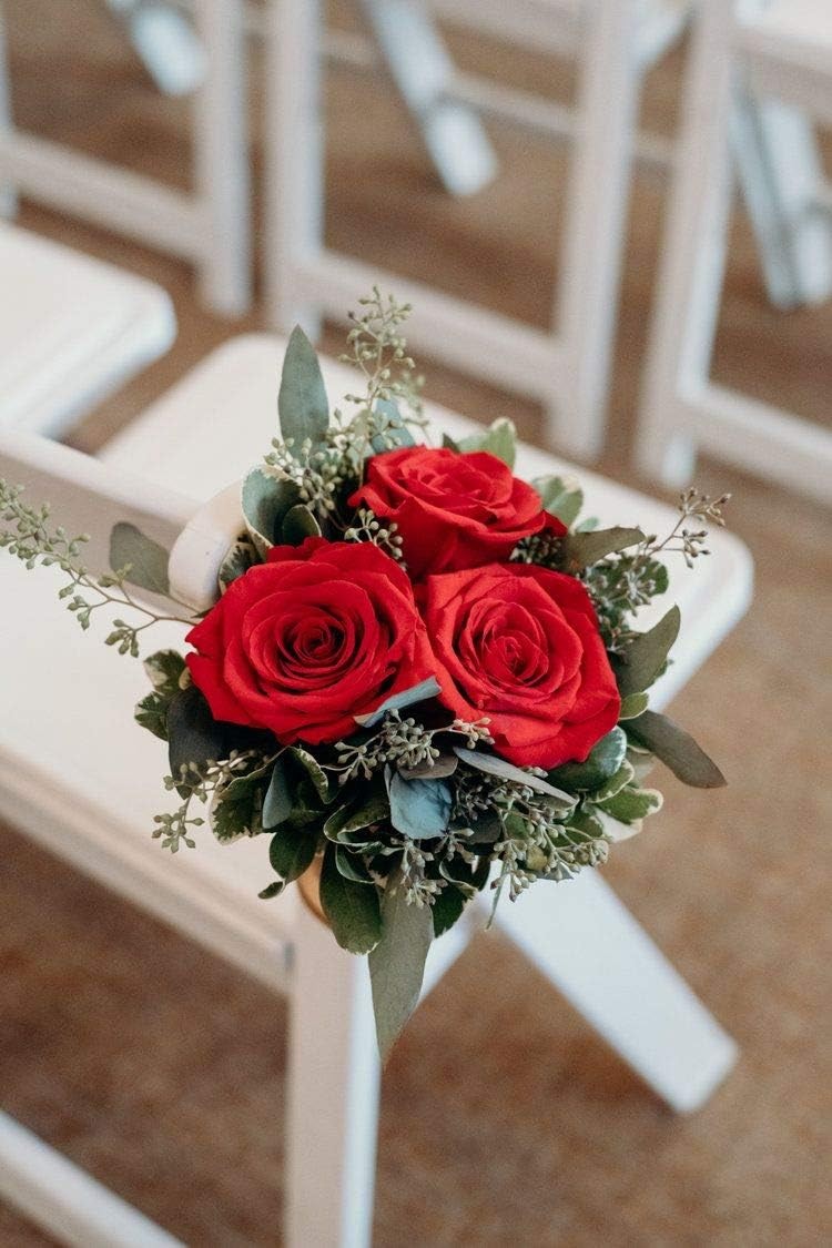 Laelfe 12 pcs Artificial Red Roses Flowers Long Stem Fake Silk Rose for