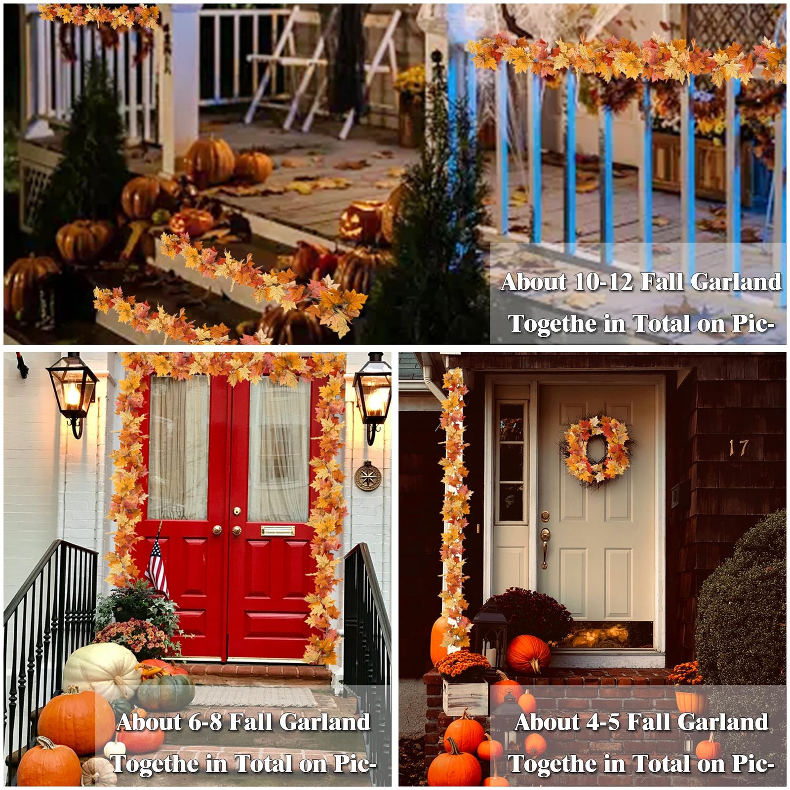 2Pcs 13FT Fall Maple Leaf Garland for Thanksgiving Decor