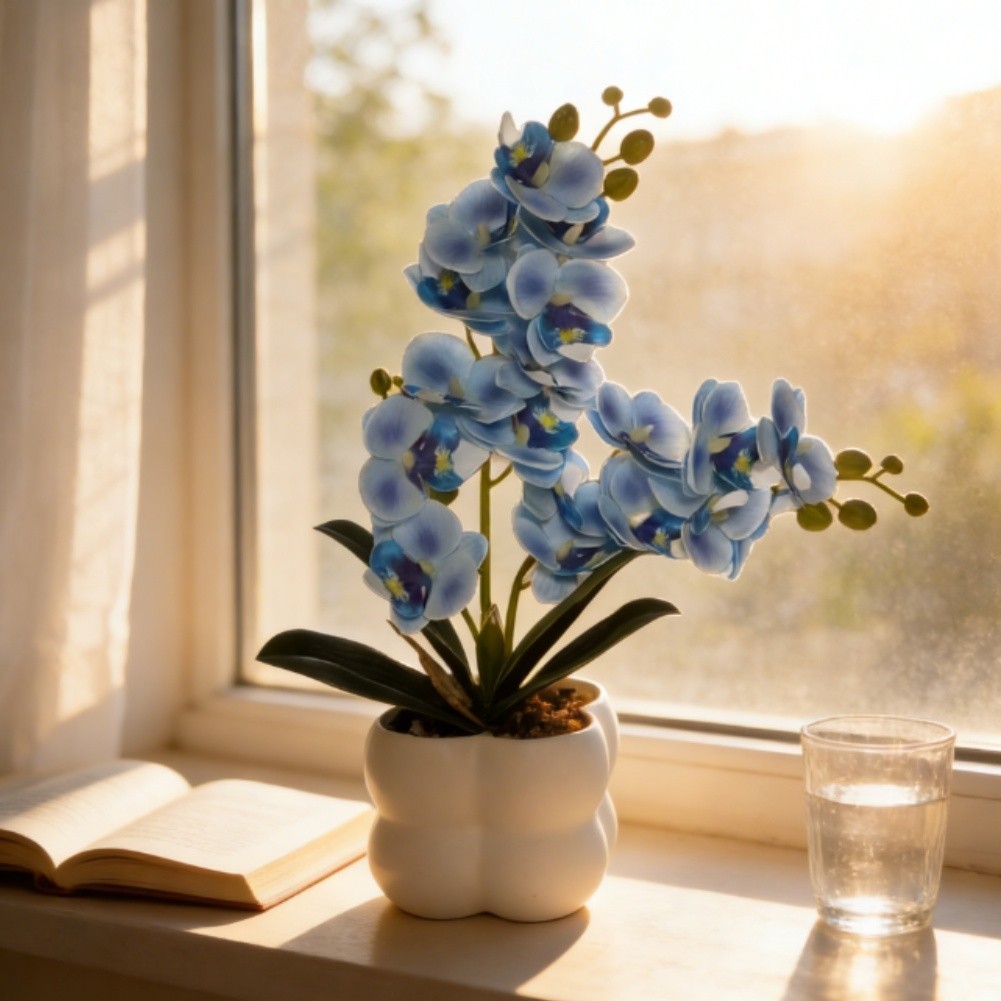 Artificial Orchid Home Decoration Soft Plastic for material Maintenance-free