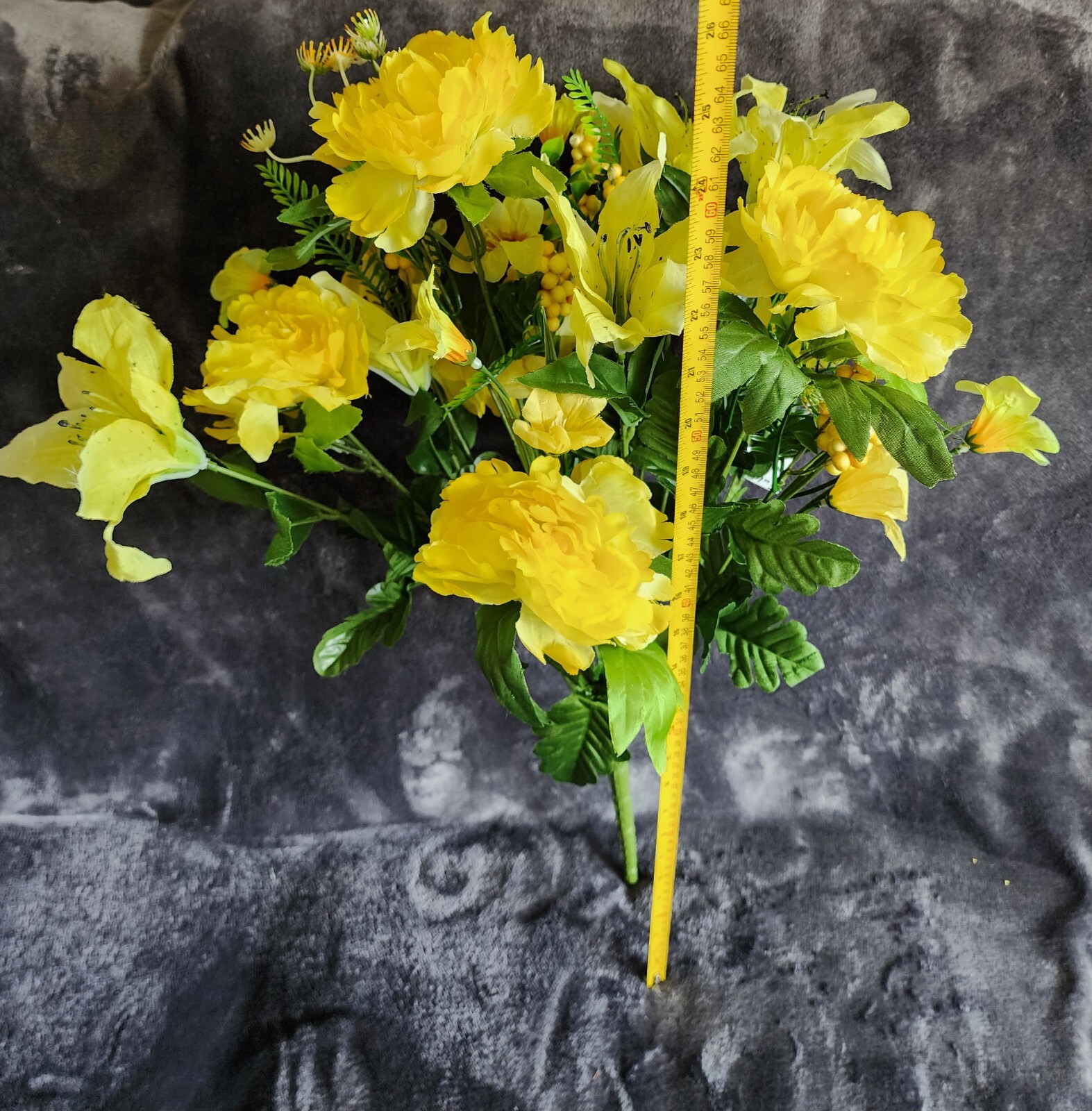 NWT spring summer blooming purple, yellow peony & tiger lily floral spray, 26″