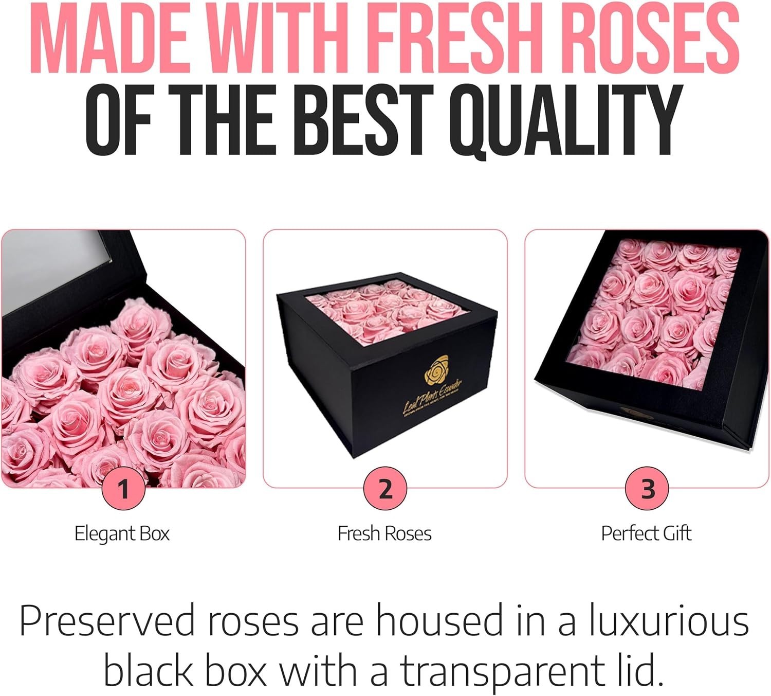 Premium Real Preserved Roses 16 PCS 100% Real Pink Roses Lasting Up to 3 Years