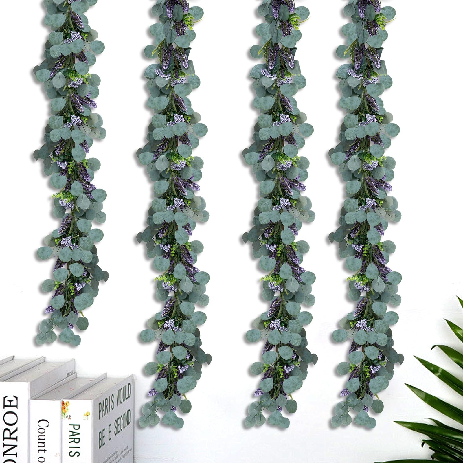 Chiyinbao 6FT Purple Flower Garland Artificial Eucalyptus Wedding Home Decor
