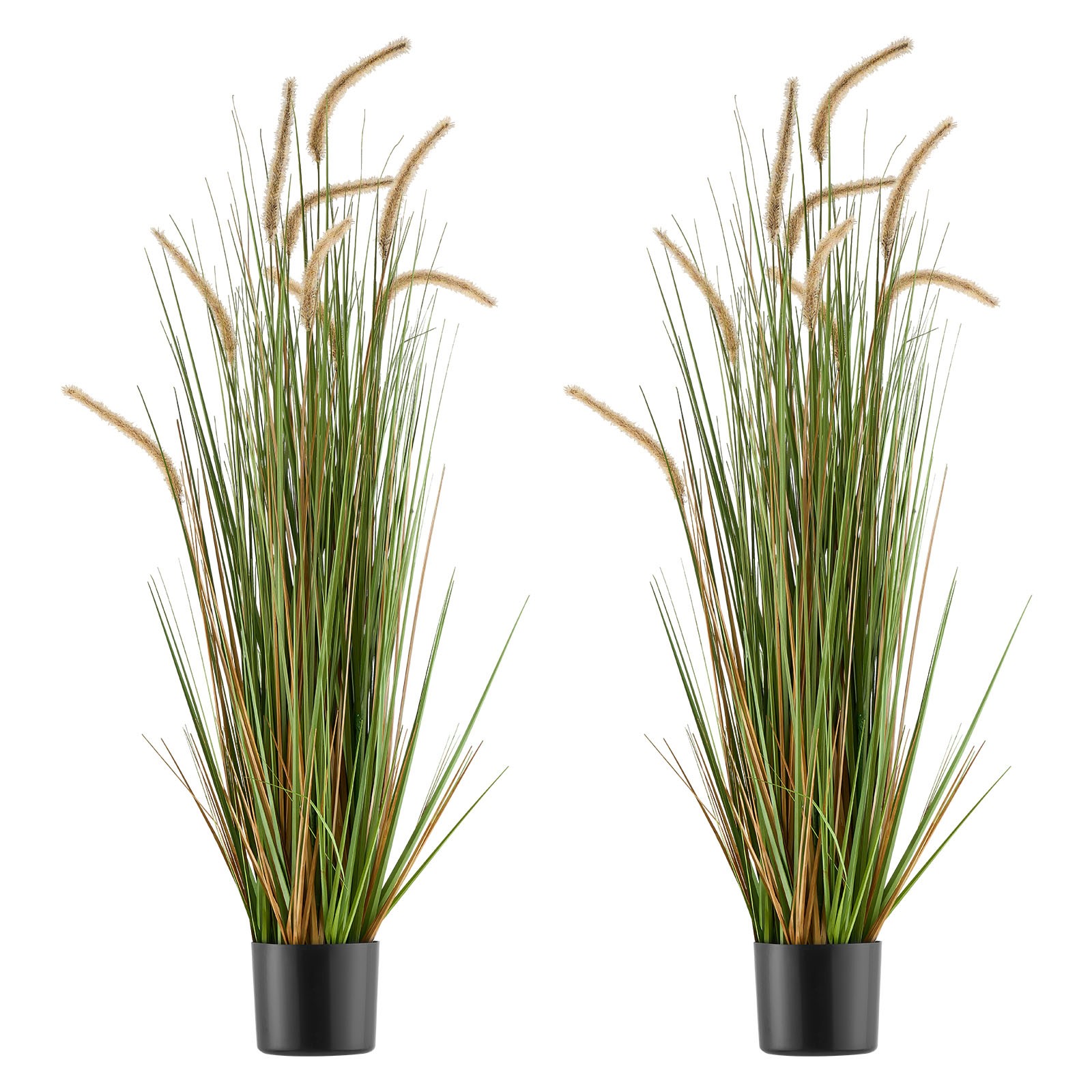VEVOR Artificial Grass Plant 47 Inch Horsetail Reed Grass In Pot 2 Pack Green