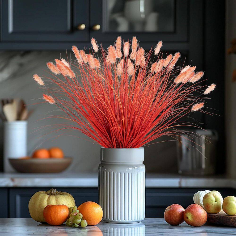 16.5 In. Orange Artificial Plant Wheatgrass Cattails