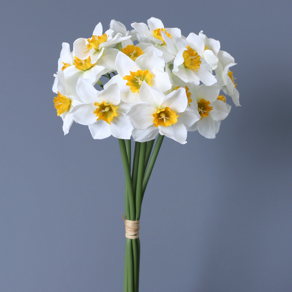 Artificial Silk Narcissus Daffodil Flower Bouquet Home Party Wedding Decor 6pcs