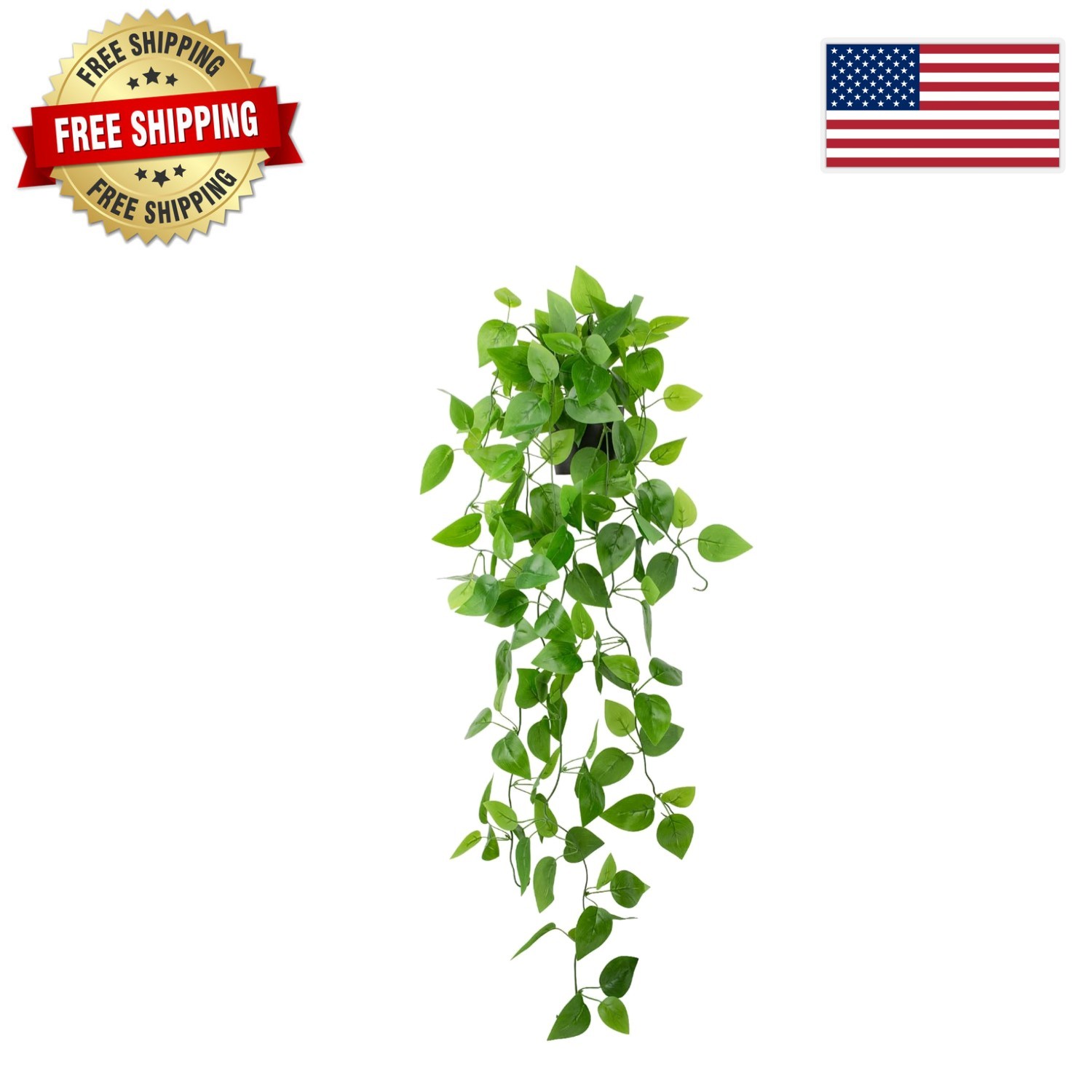 Compact 39in Faux Pothos Hanging Plant for Effortless Indoor/Outdoor Aesthetic