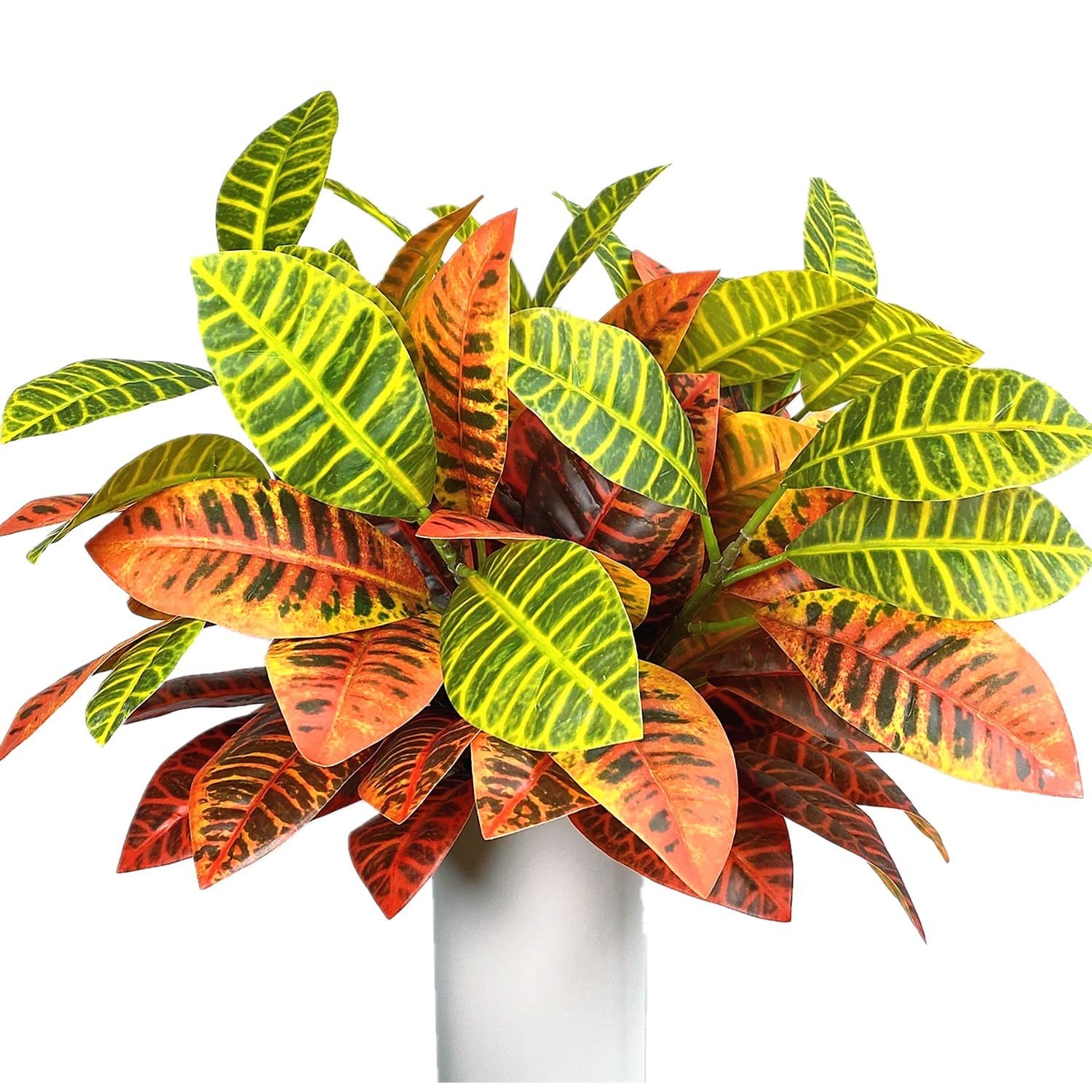 Magrowie Artificial Croton Plant Leaf Branches Lifelike Tropical Houseplant B…