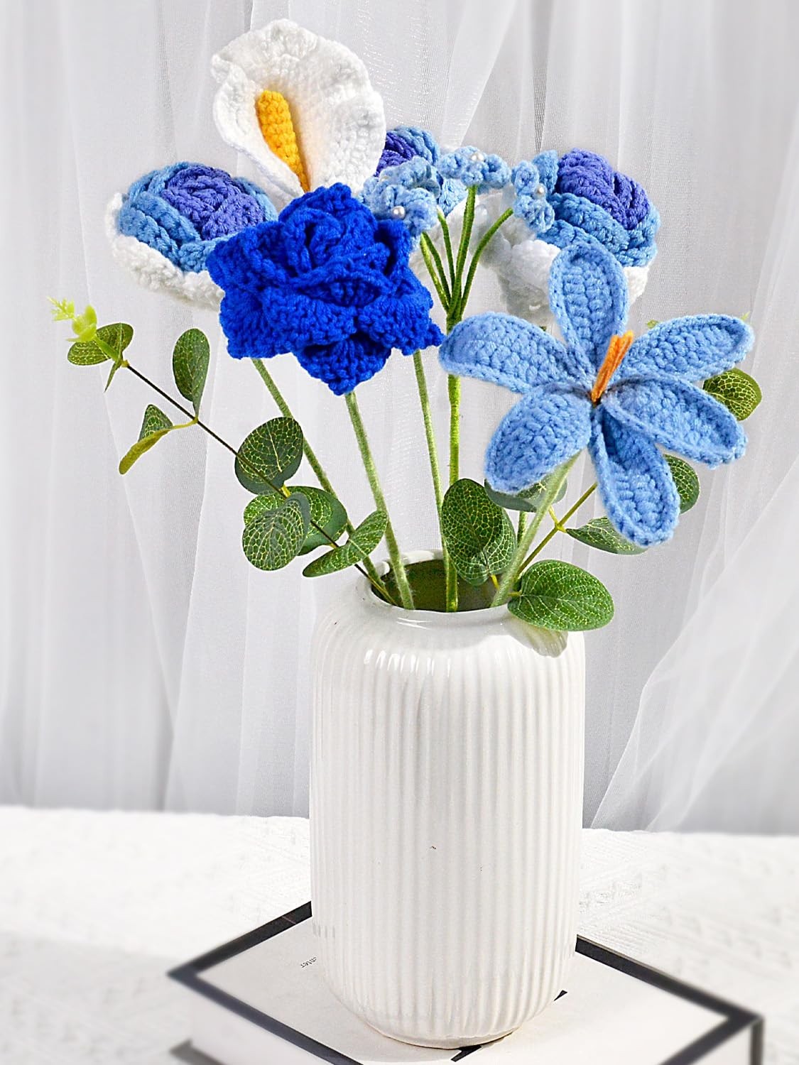 Handmade Crochet Flower Bouquet – Knitted Roses, Tulips & Calla Lilies for Gifts